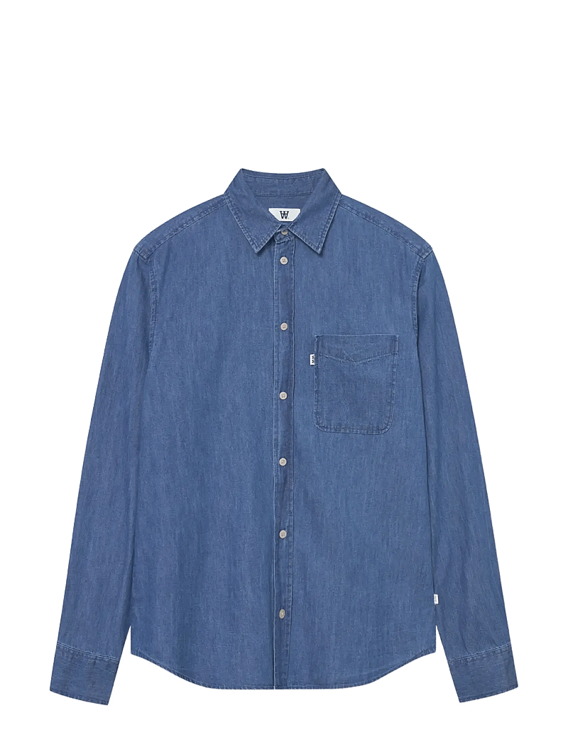WOOD WOOD - WWAdrian shirt 25237 - jeansskjortor - medium blue denim - 1