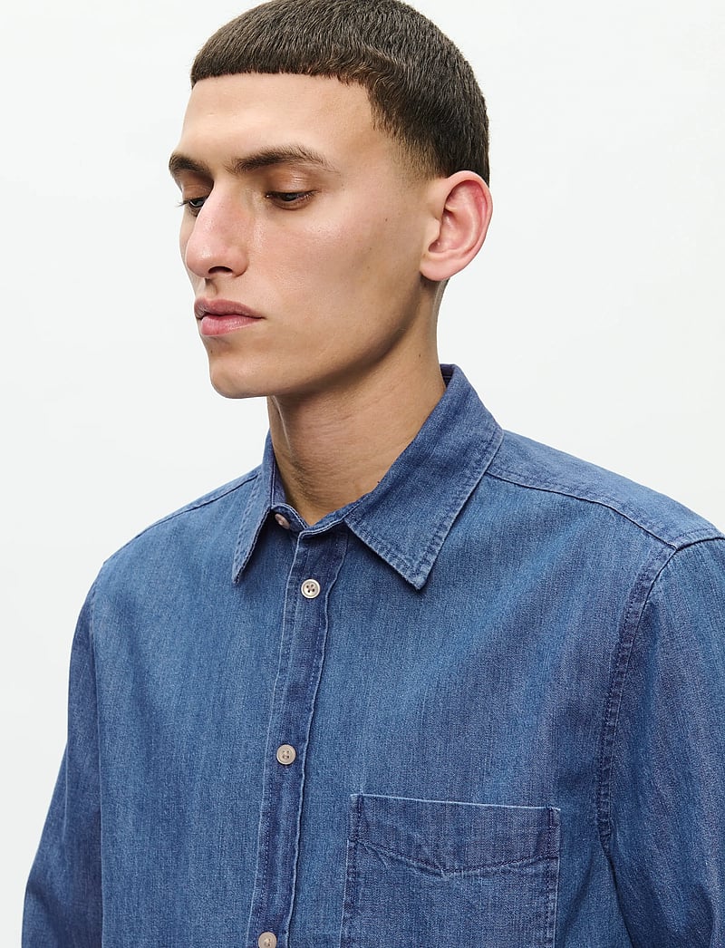 WOOD WOOD - WWAdrian shirt 25237 - jeansskjortor - medium blue denim - 0