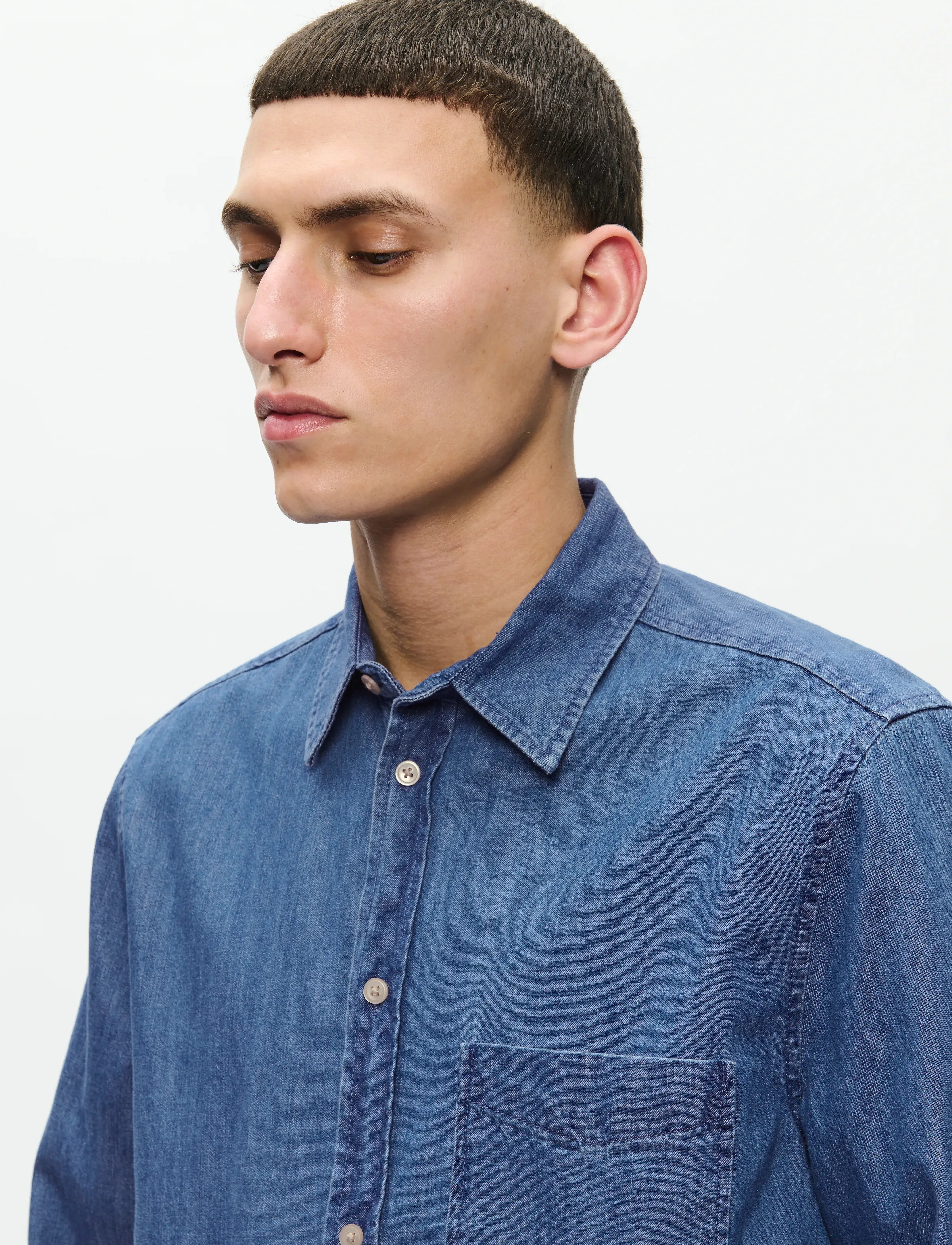WOOD WOOD - WWAdrian shirt 25237 - džinsa krekli - medium blue denim - 0