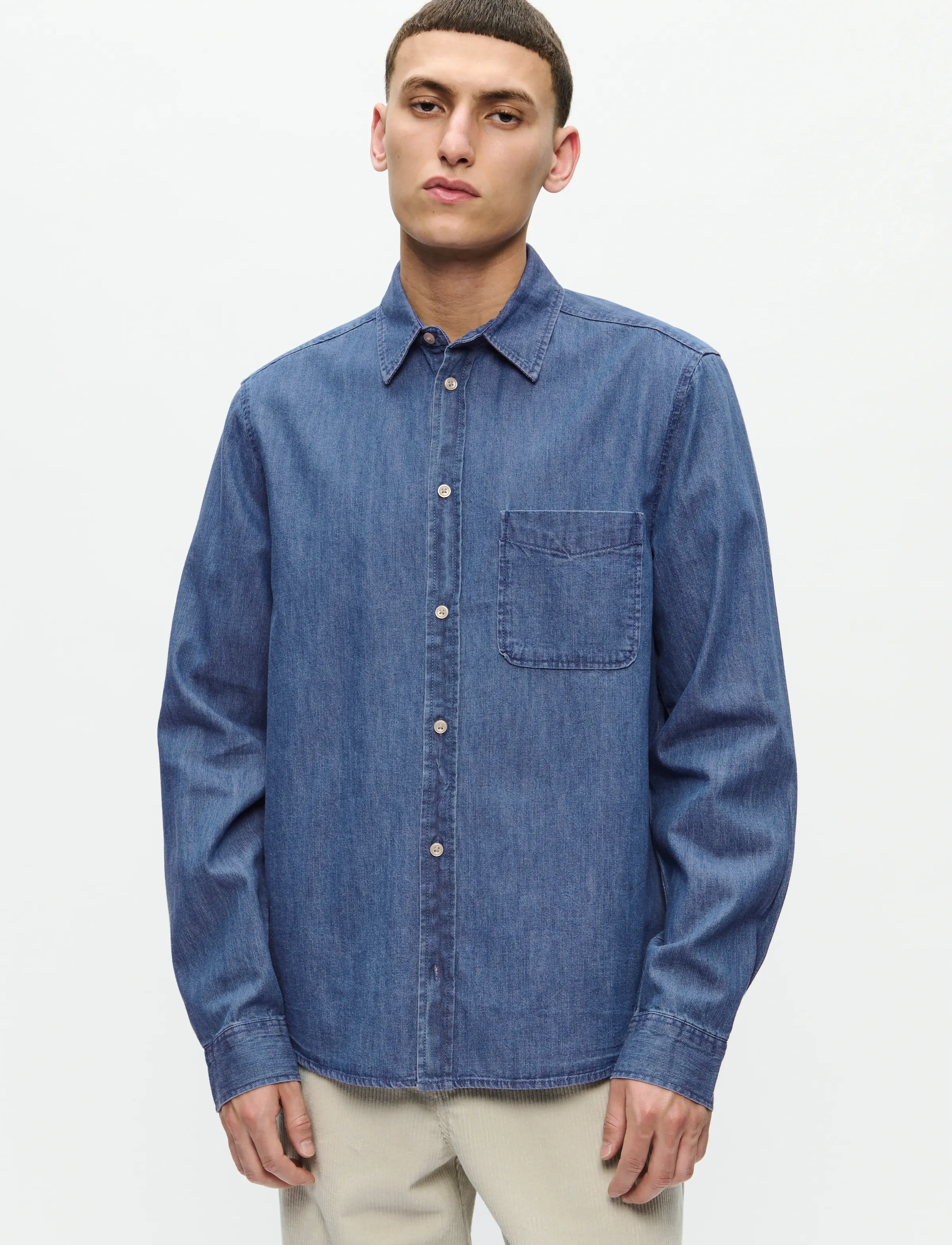 WOOD WOOD - WWAdrian shirt 25237 - džinsa krekli - medium blue denim - 4