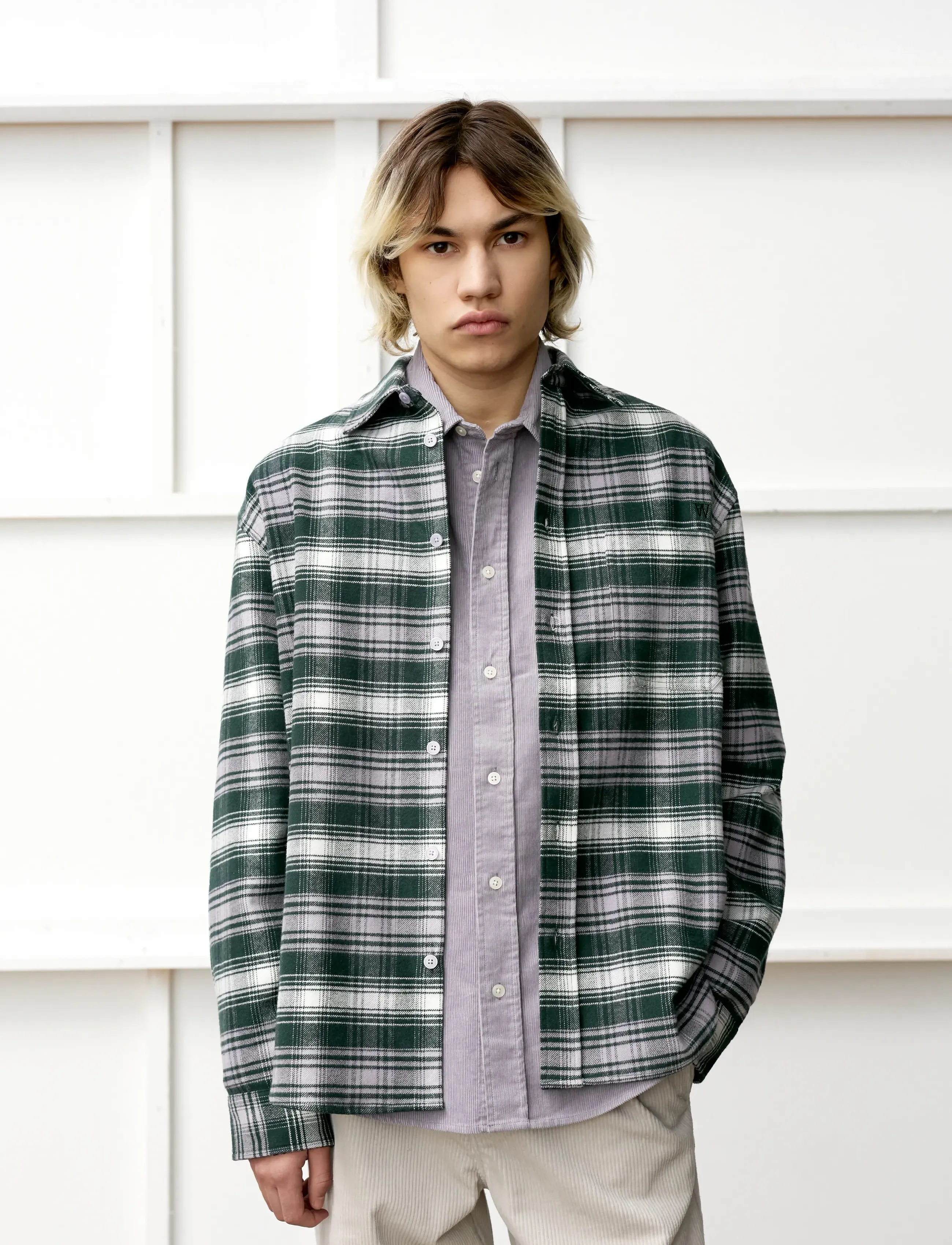 WOOD WOOD WWCooper shirt 25236 - Skjorter - MINIMAL GRAY CHECK / green