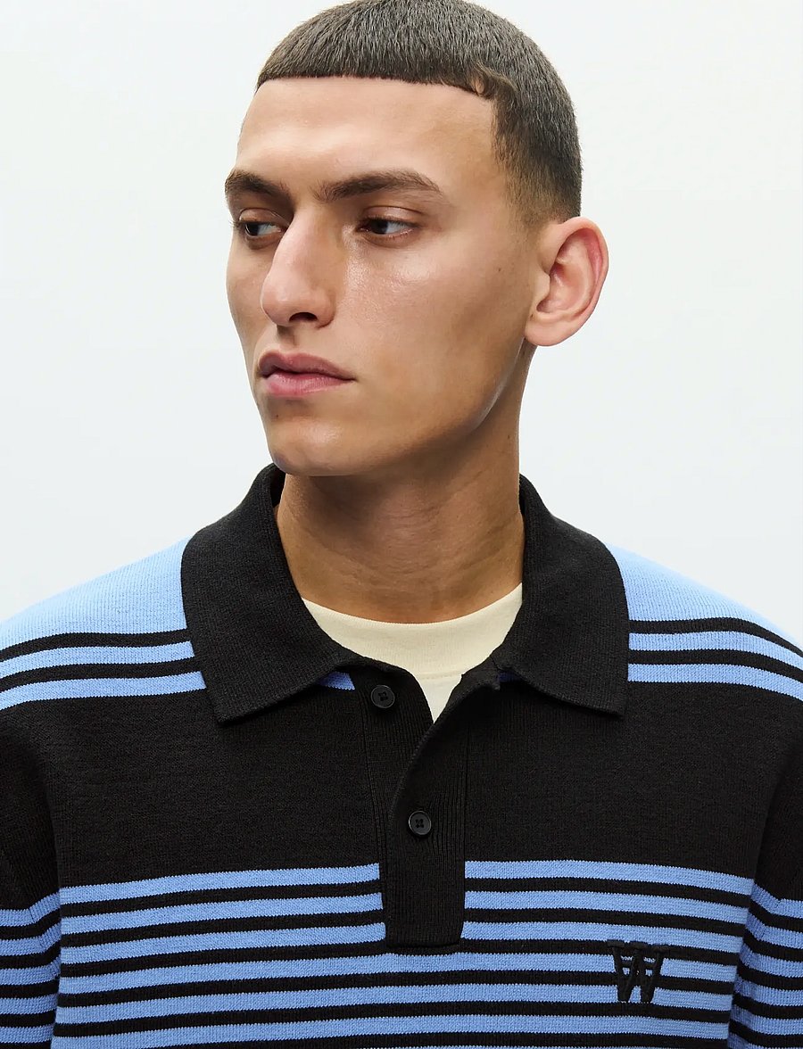 WOOD WOOD - WWCurt polo 25212 - long-sleeved knitted polos - azurine stripe - 4