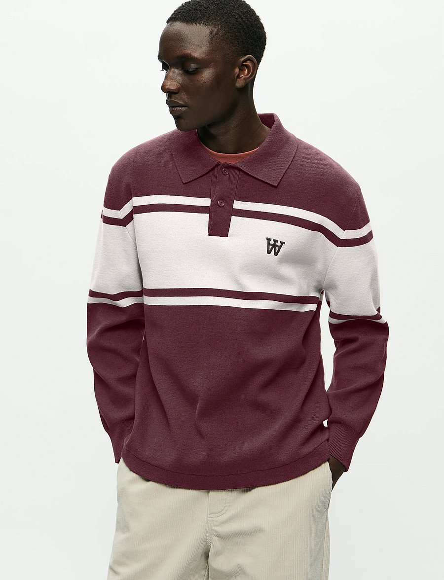 WOOD WOOD - WWCurt polo 25212 - long-sleeved knitted polos - decadent chocolate - 0