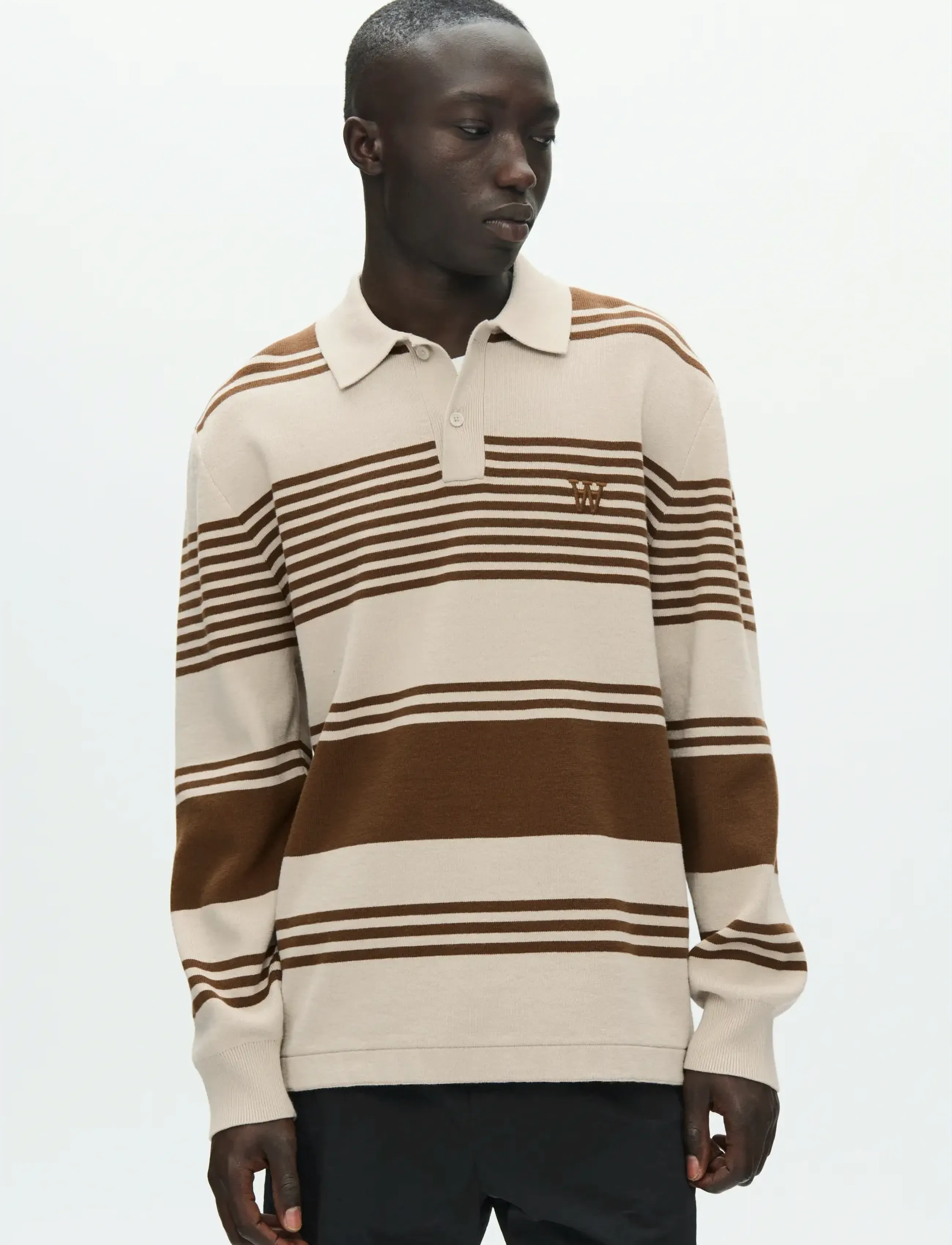 WOOD WOOD Wwcurt Polo 25212, S, Beige, Strik > Langærmede Strikkede Poloer, Herre