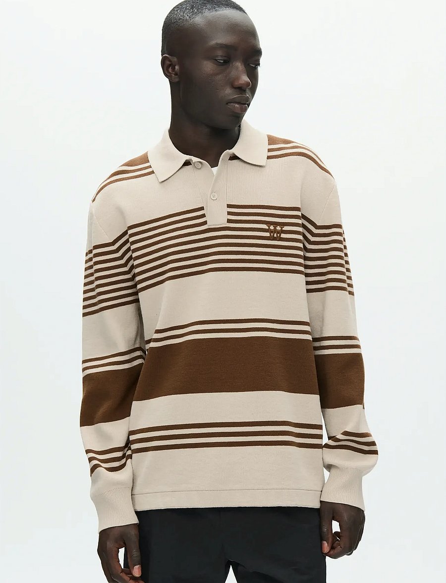 WOOD WOOD - WWCurt polo 25212 - adīti polo krekli ar garām piedurknēm - desert palm stripe - 0
