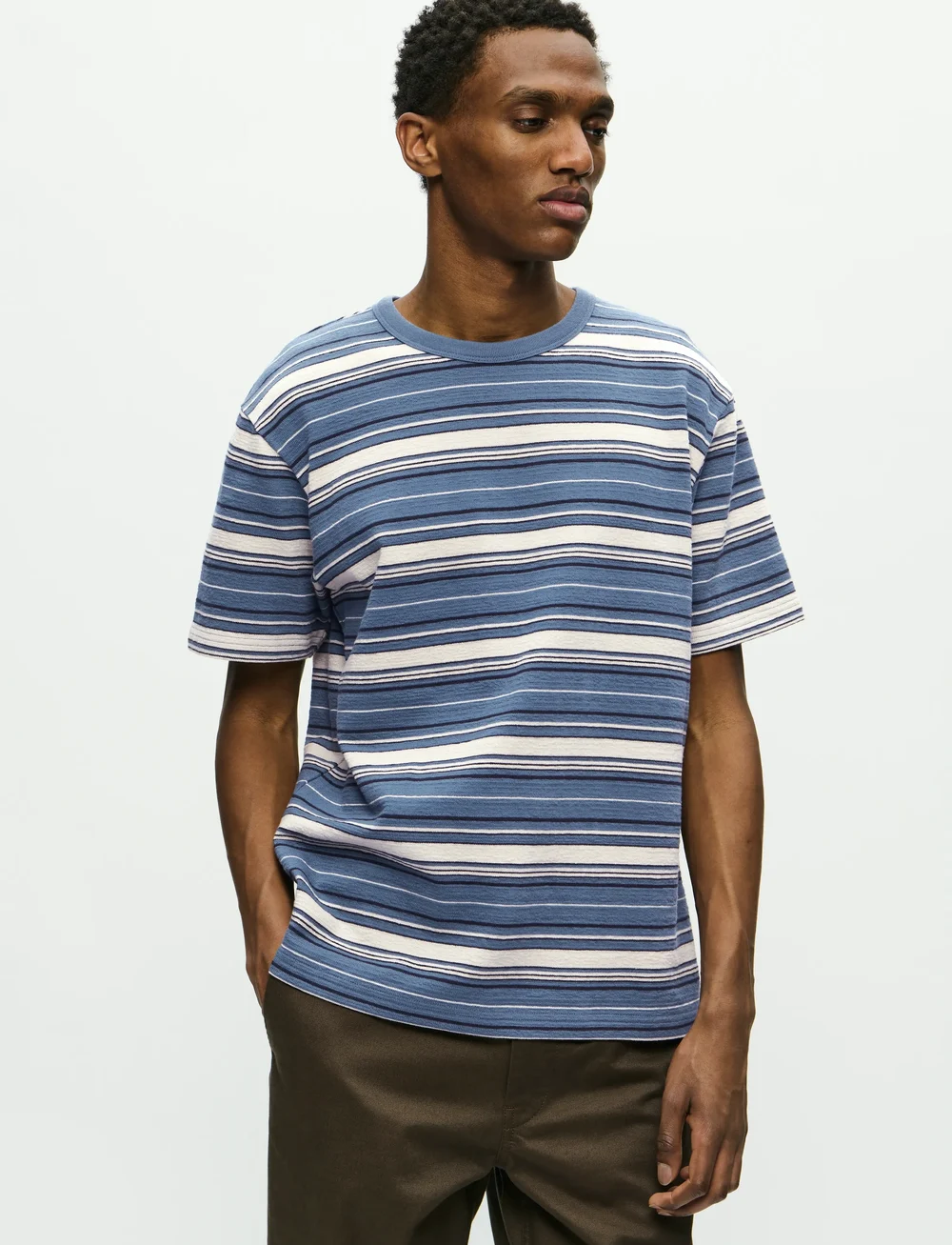 WOOD WOOD - WWEaston tee 25218 - kortärmade t-shirts - bluefin stripe - 0