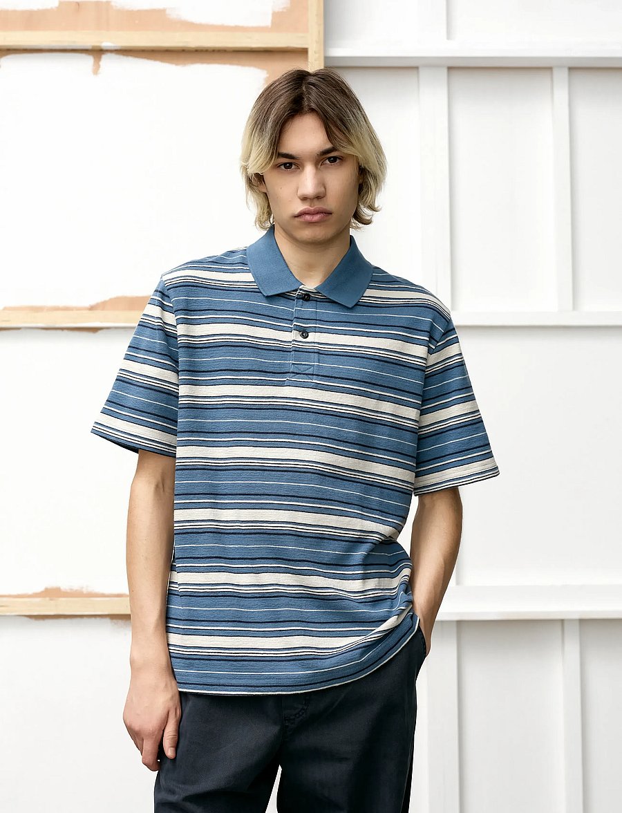 WOOD WOOD - WWColton polo 25218 - kurzärmelig - bluefin stripe - 0