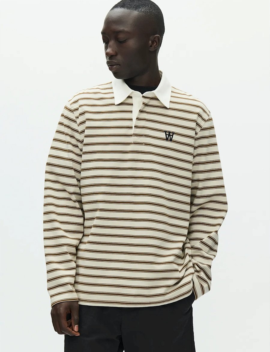WOOD WOOD - WWLandon polo 25215 - langærmede poloer - desert palm stripe - 0