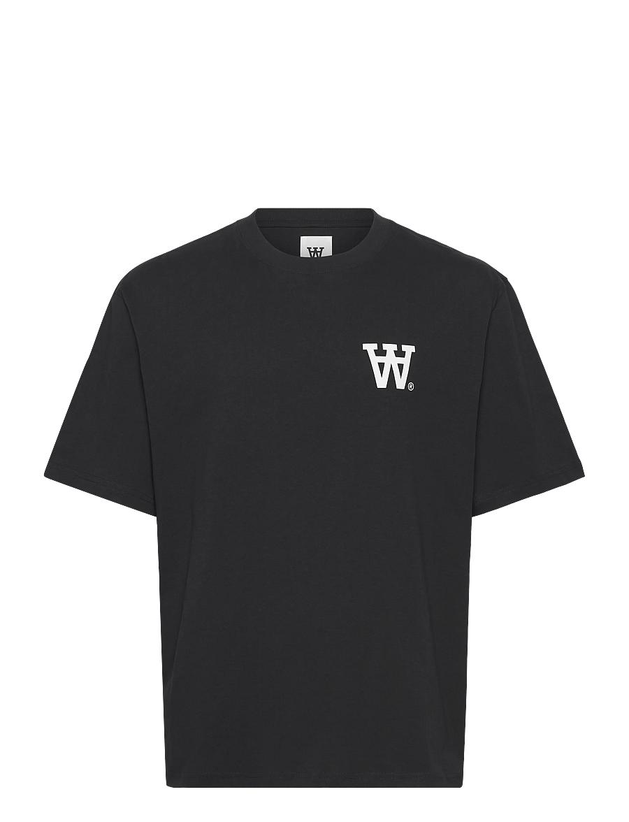 WOOD WOOD - WWLiam tee AAchest 25220 - short-sleeved t-shirts - black with white - 1