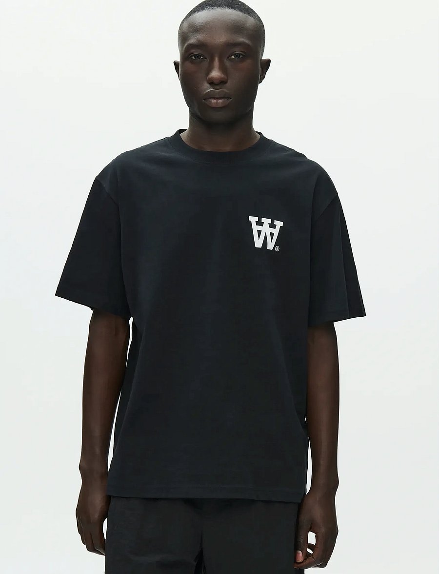 WOOD WOOD - WWLiam tee AAchest 25220 - short-sleeved t-shirts - black with white - 0