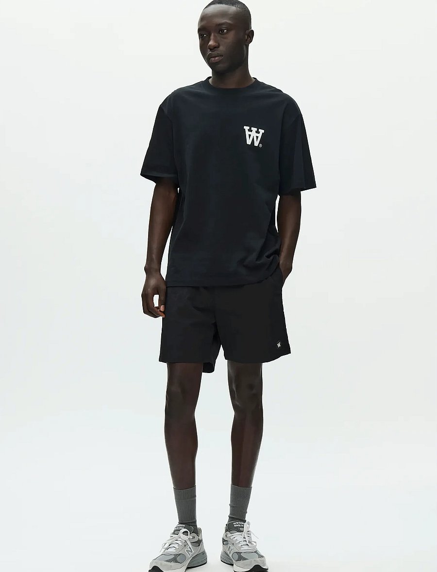 WOOD WOOD - WWLiam tee AAchest 25220 - short-sleeved t-shirts - black with white - 3
