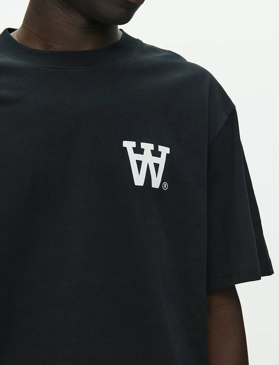 WOOD WOOD - WWLiam tee AAchest 25220 - short-sleeved t-shirts - black with white - 5