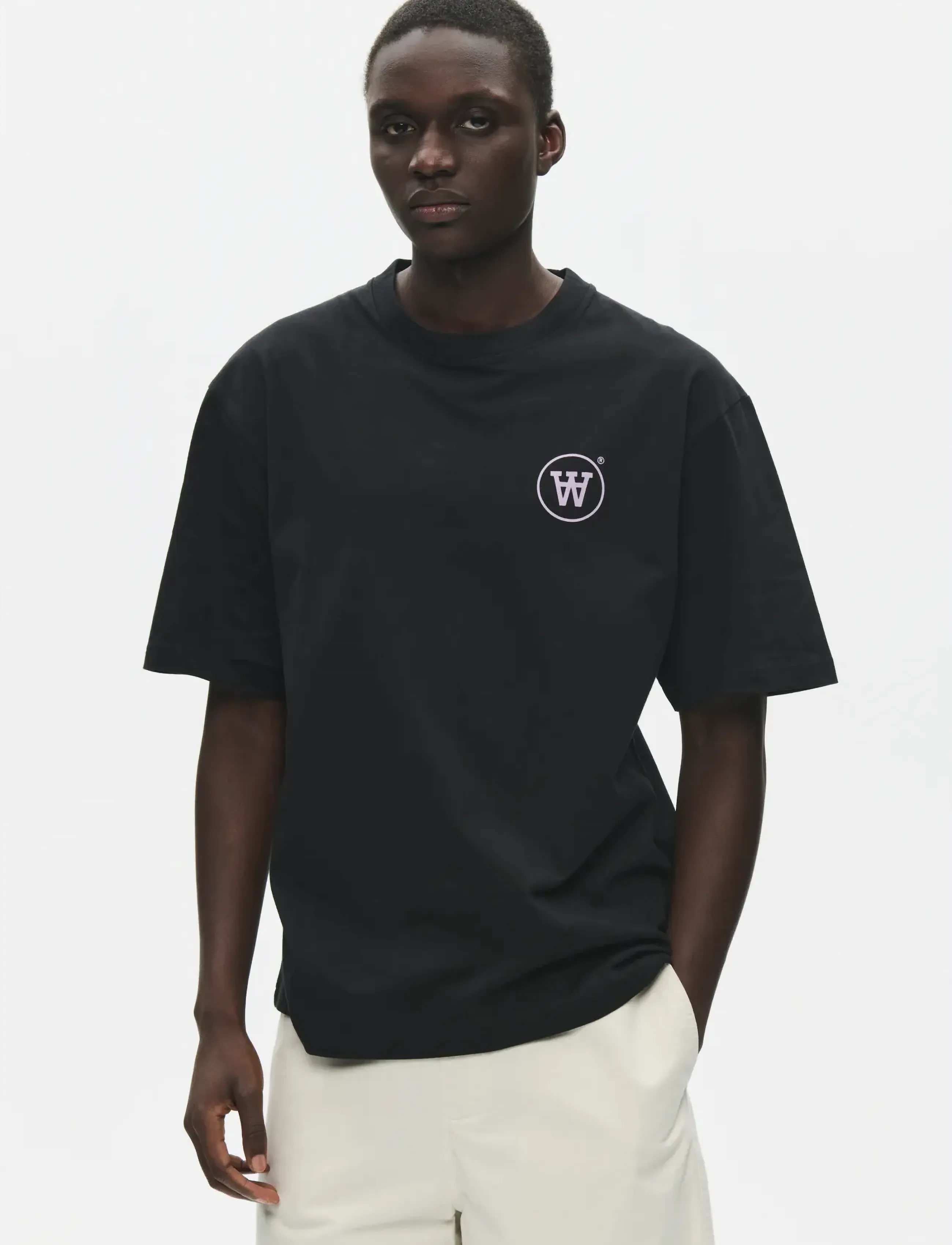 WOOD WOOD Wwliam Tee Aacomp 25074, S, Black, T-Shirts > Kortærmede, Herre