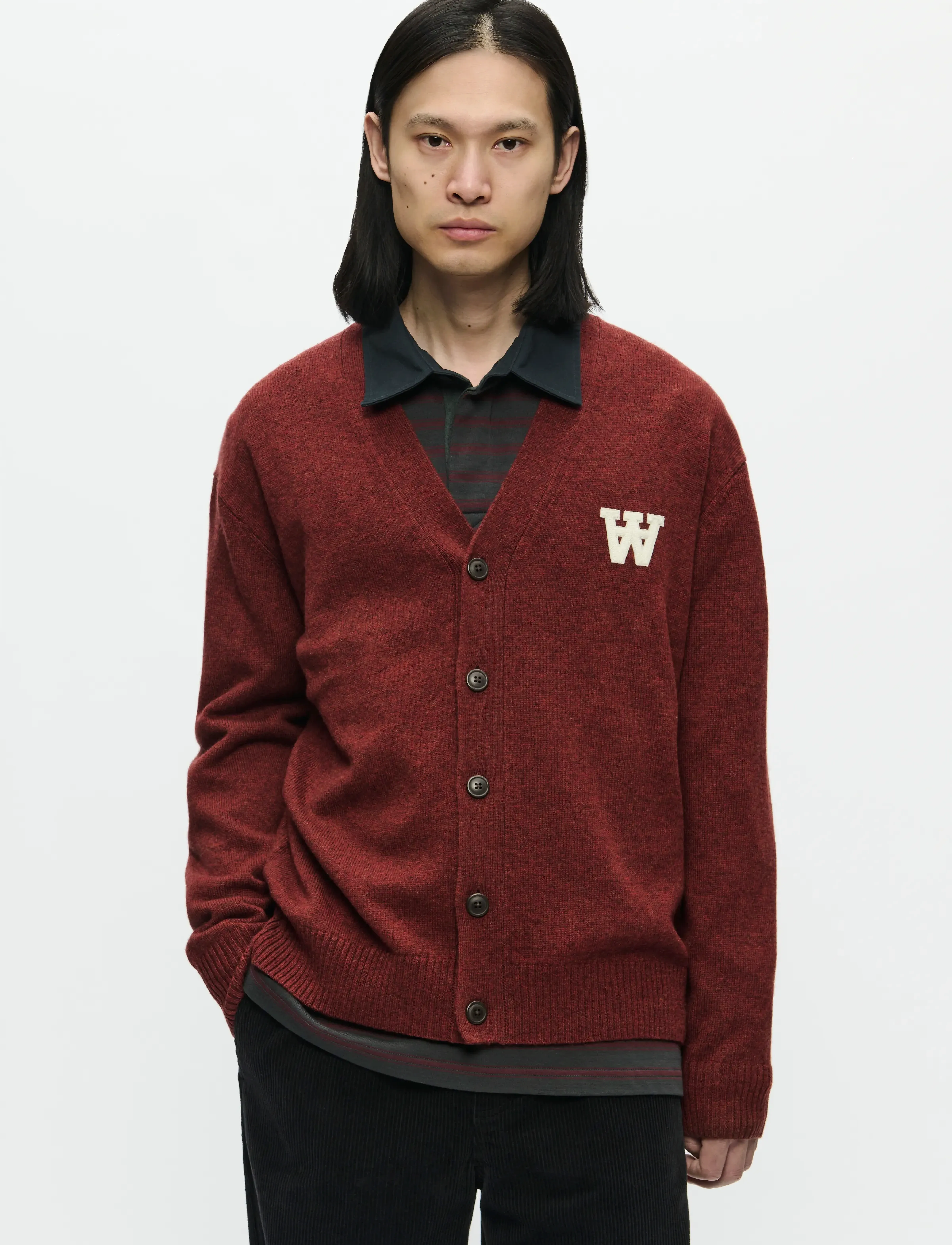 WOOD WOOD Wwtay Cardigan 25081, S, Burgundy, Strik > Cardigans, Herre