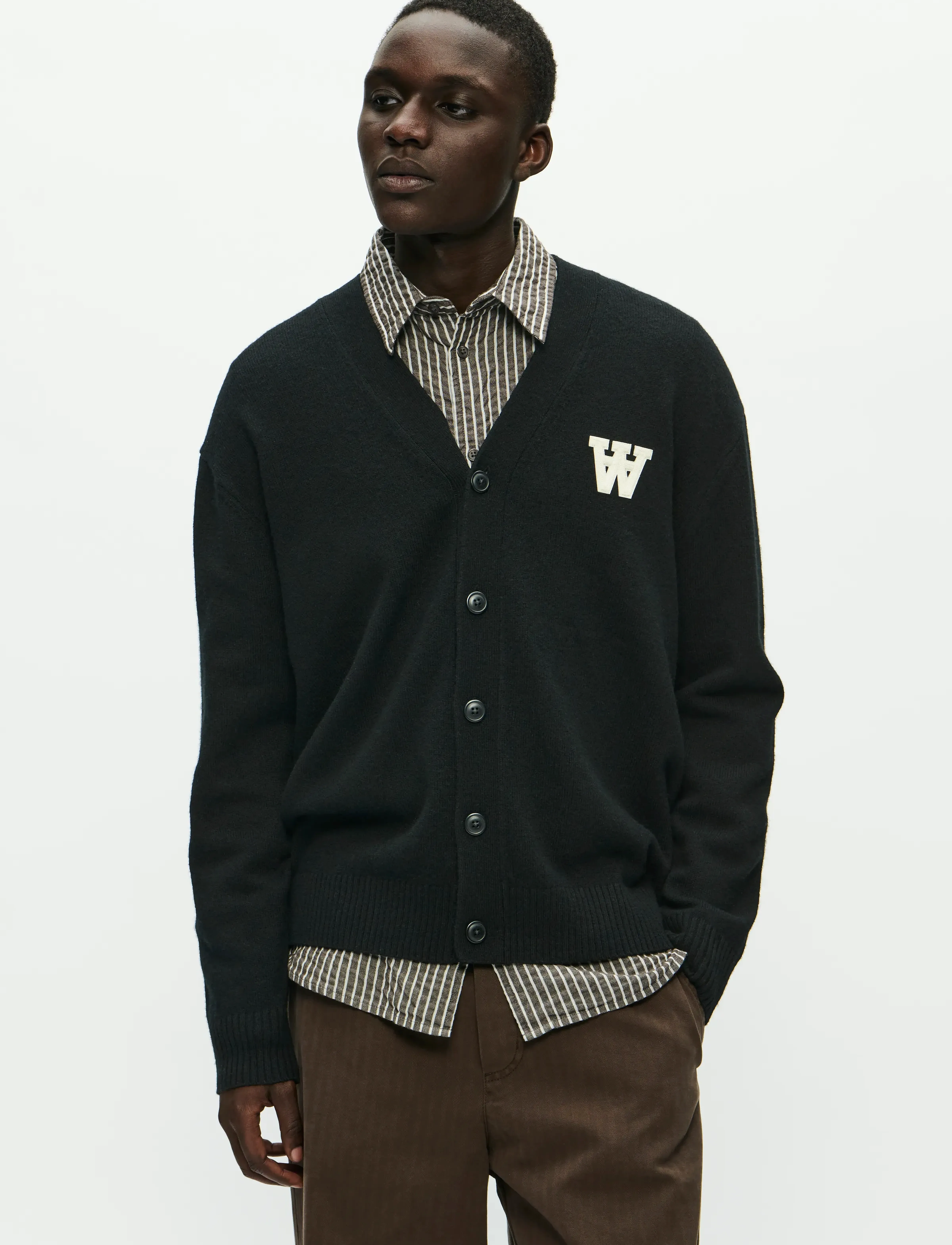 WOOD WOOD Wwtay Cardigan 25081, M, Black, Strik > Cardigans, Herre