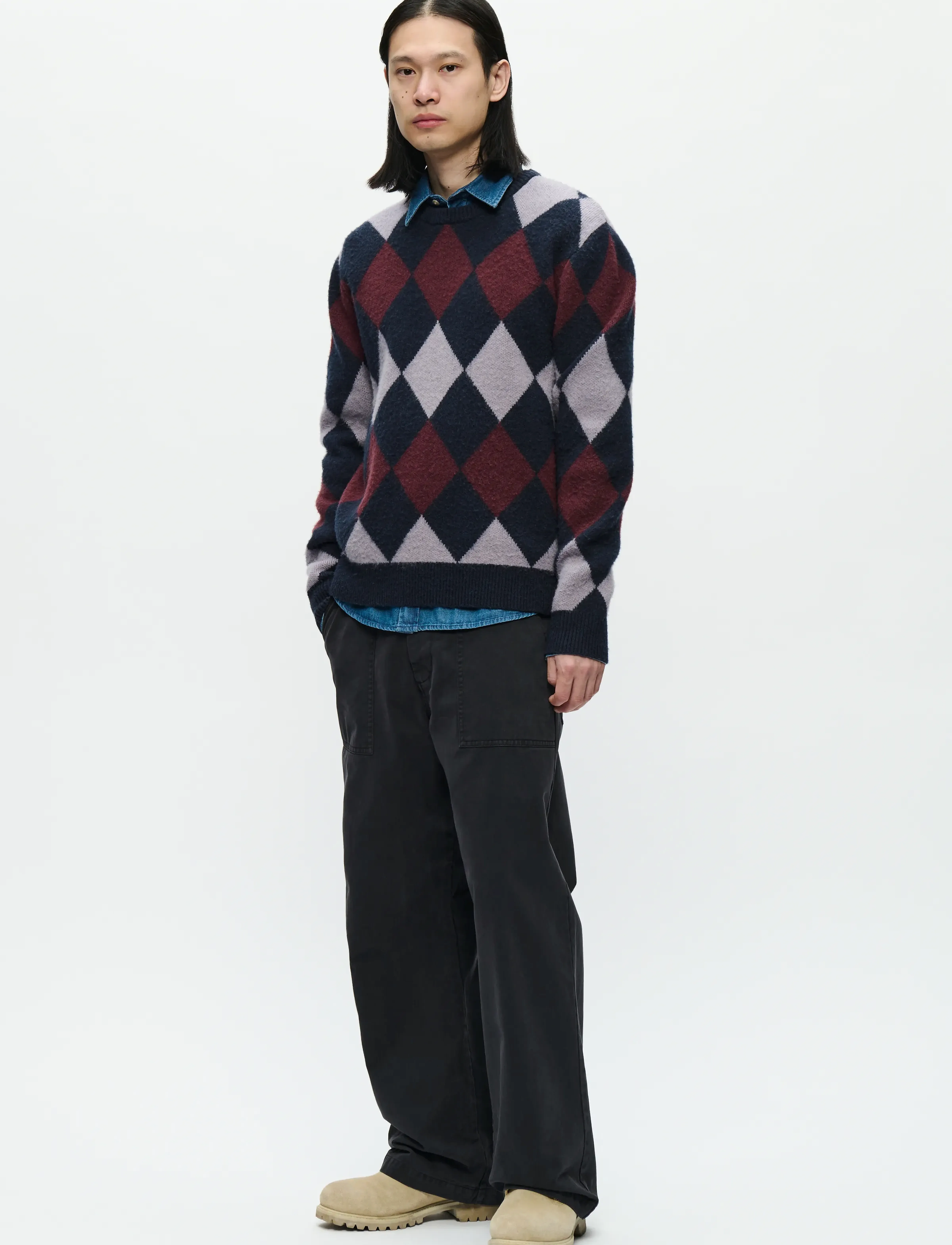 WOOD WOOD - WWJan crew neck 25232 - kringlótt hálsmál  - decadent gray check - 2