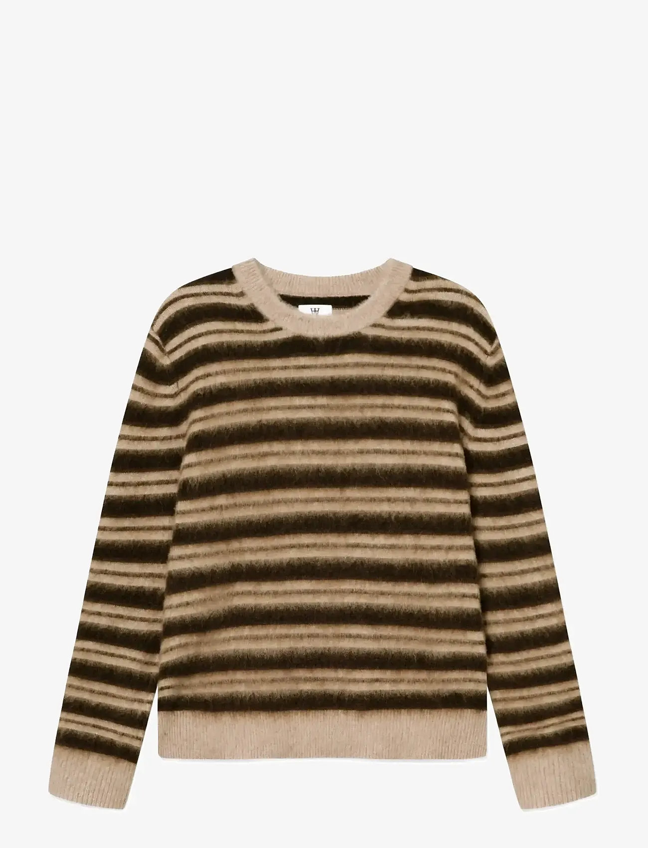 WOOD WOOD - WWEnker crew neck 25192 - rund hals - greige stripe - 1