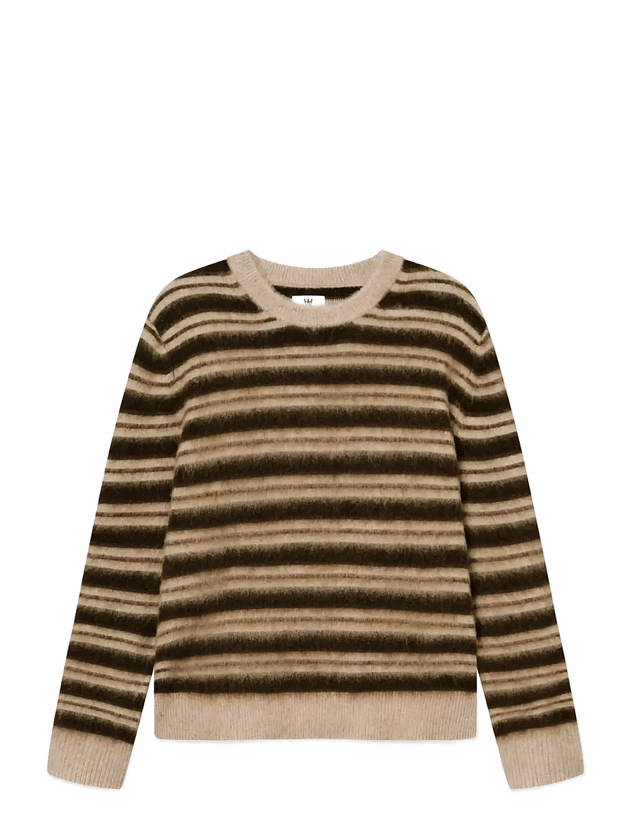 WOOD WOOD - WWEnker crew neck 25192 - rundhals - greige stripe - 1