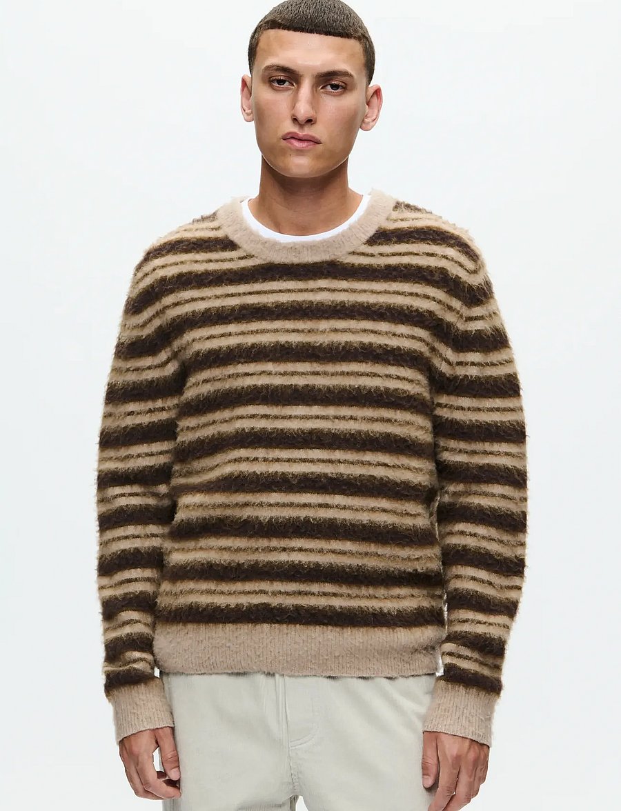 WOOD WOOD - WWEnker crew neck 25192 - rundhals - greige stripe - 0