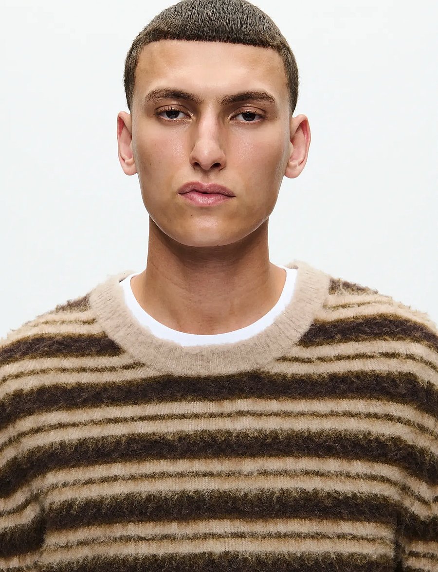 WOOD WOOD - WWEnker crew neck 25192 - rundhals - greige stripe - 4