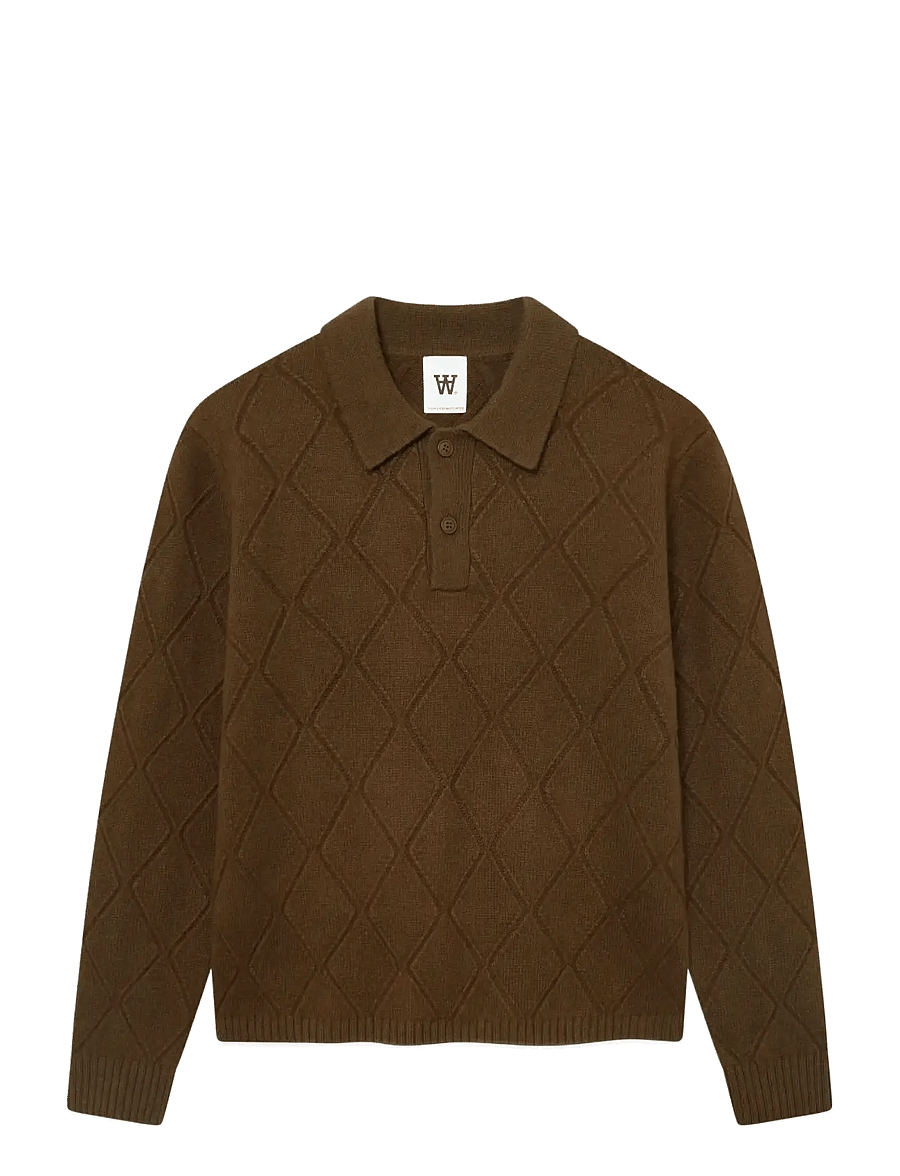 WOOD WOOD - WWFindus polo 25325 - langärmelige strick-polohemden - desert palm - 1