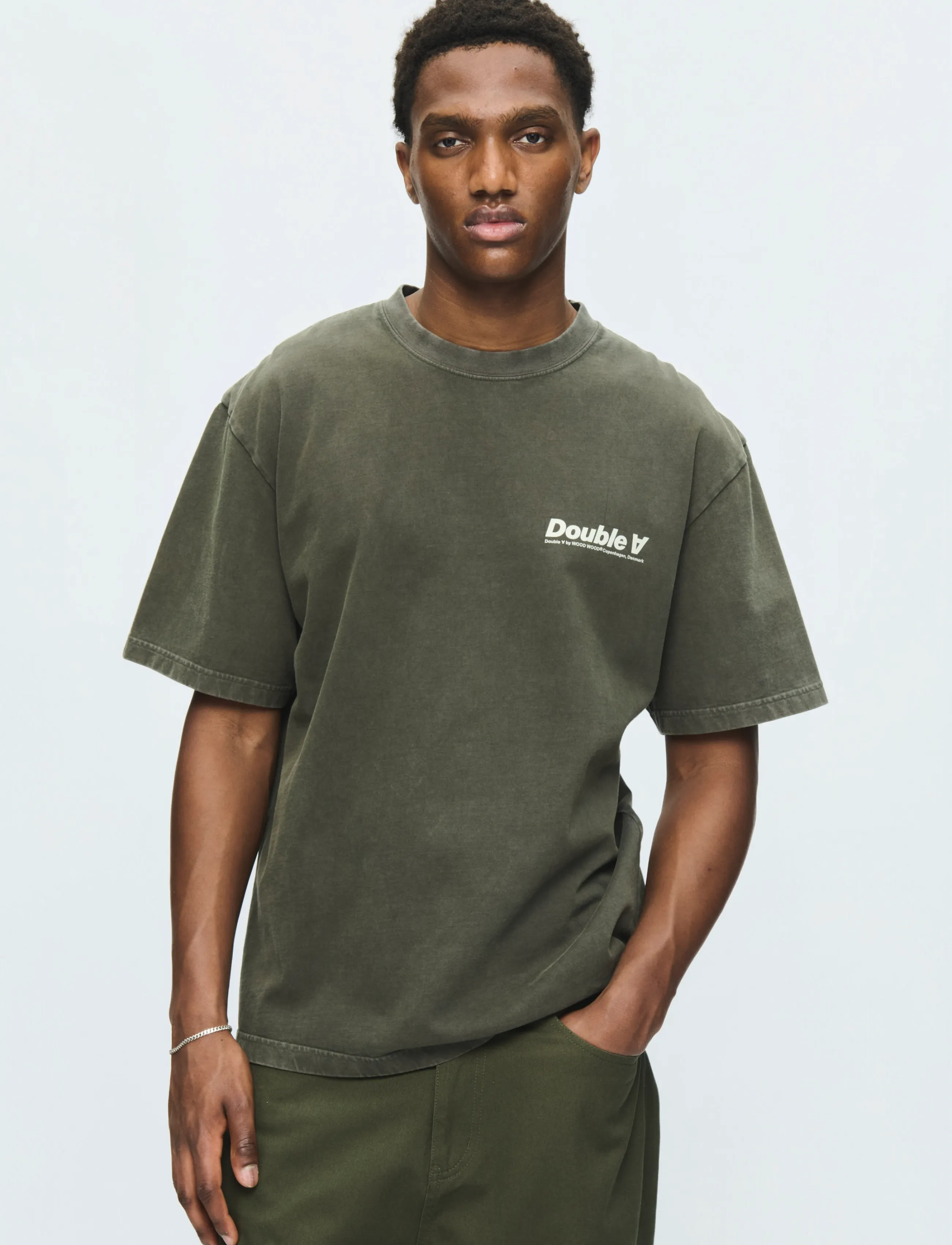 WOOD WOOD WWLiam tee italic 25210 - T-shirts - DEEP DEPTHS / khaki/green