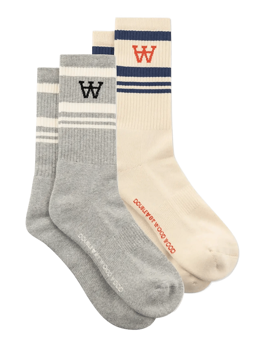 WOOD WOOD - WWRyder 2 pack sock 25330 - tennissocken - turtledove/blue+grey mel/white - 1