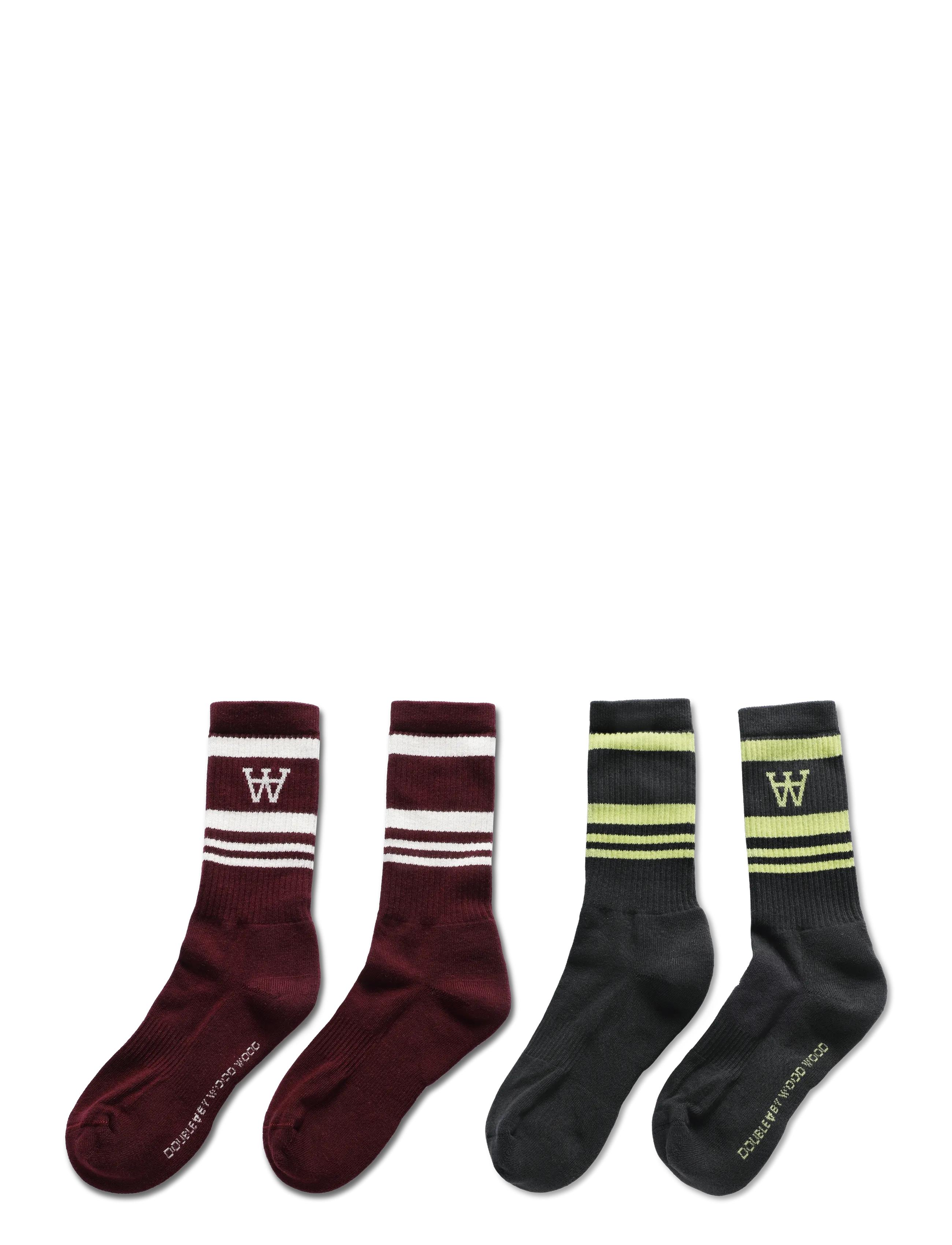 WOOD WOOD - WWRyder 2 pack sock 25330 - klassikalised sokid - bourdeaux/creme + grey/green - 1