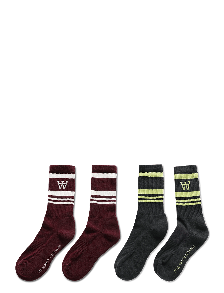WOOD WOOD - WWRyder 2 pack sock 25330 - klassikalised sokid - bourdeaux/creme + grey/green - 1