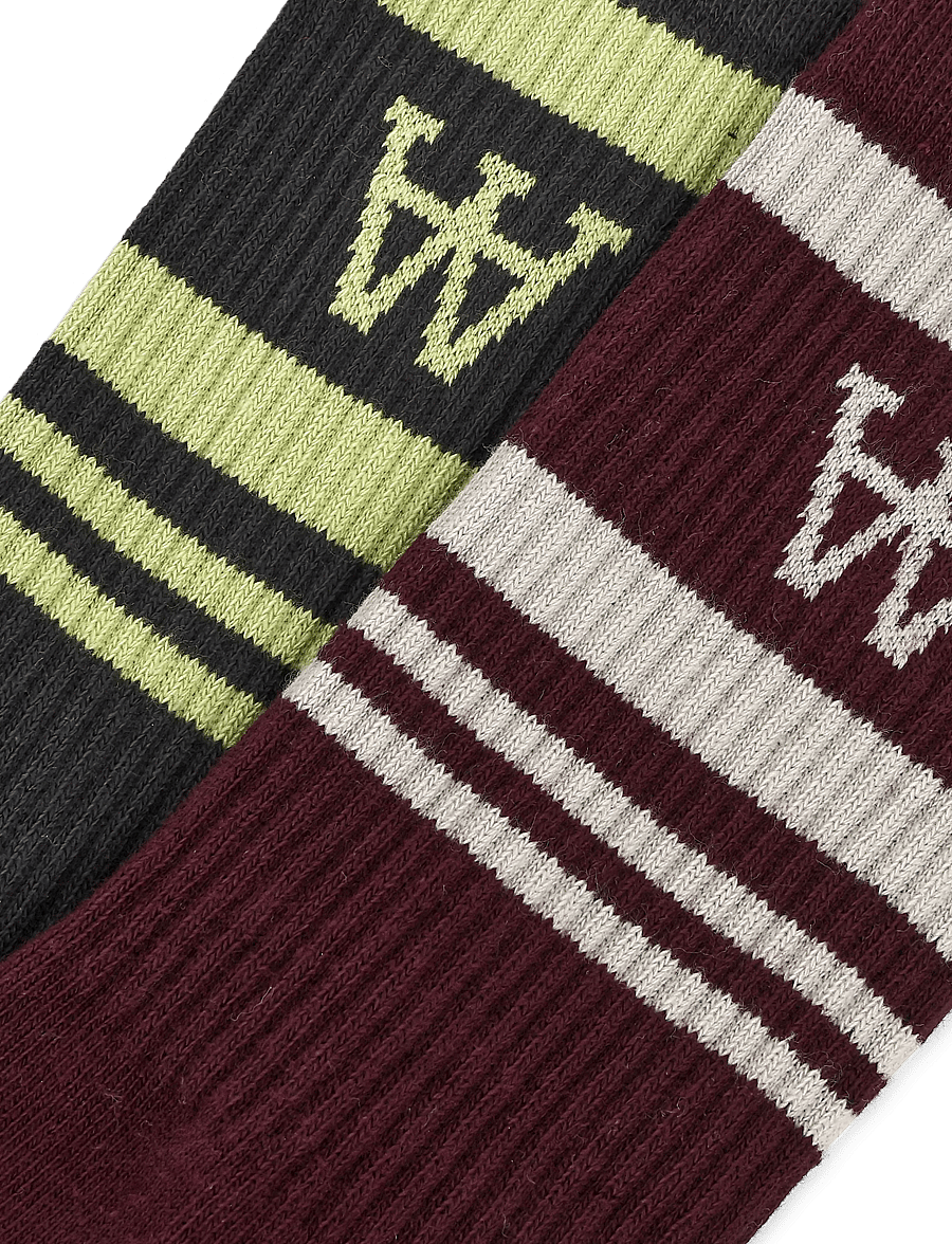 WOOD WOOD - WWRyder 2 pack sock 25330 - klassikalised sokid - bourdeaux/creme + grey/green - 2