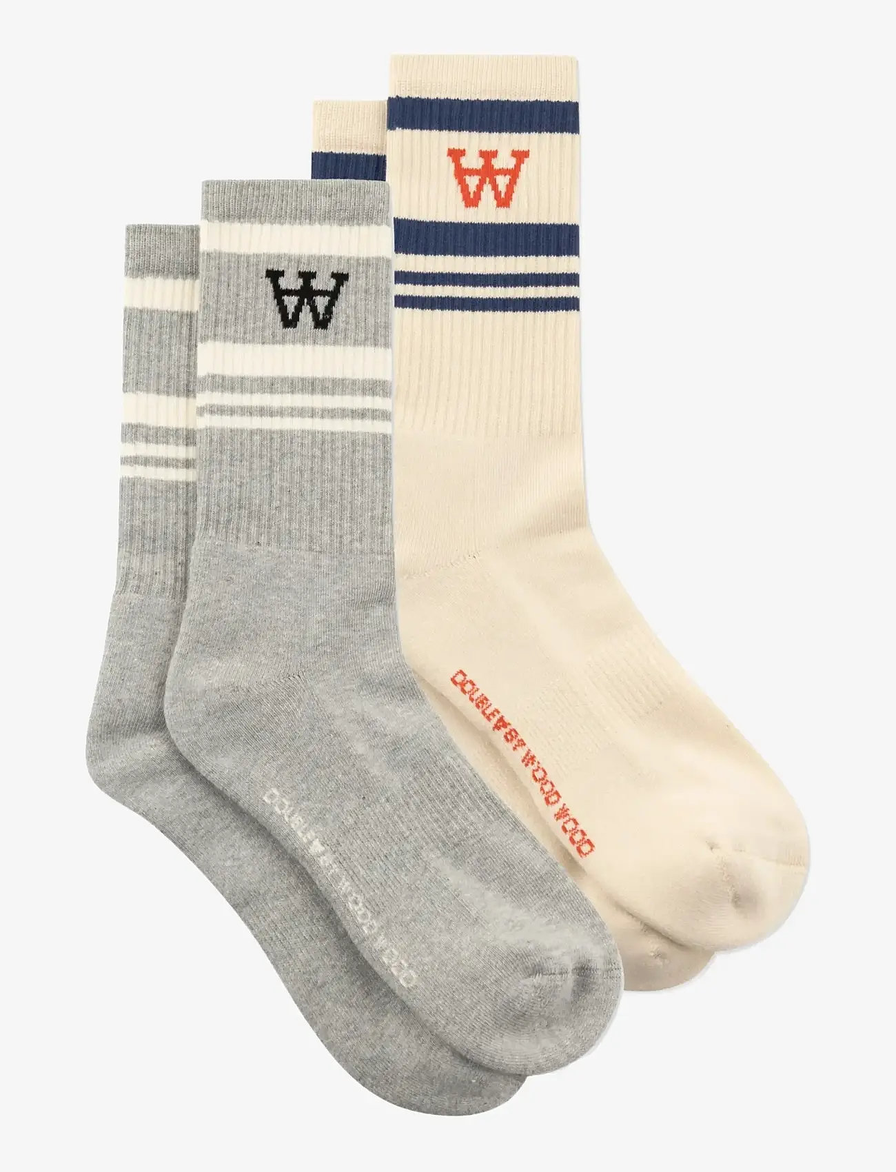 WOOD WOOD - WWRyder 2 pack sock 25330 - crew-socken - turtledove/desert p+ black/red - 1