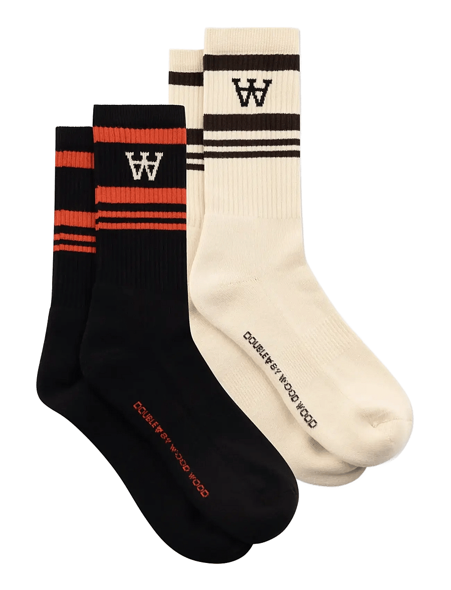 WOOD WOOD - WWRyder 2 pack sock 25330 - vanliga strumpor - turtledove/desert p+ black/red - 1