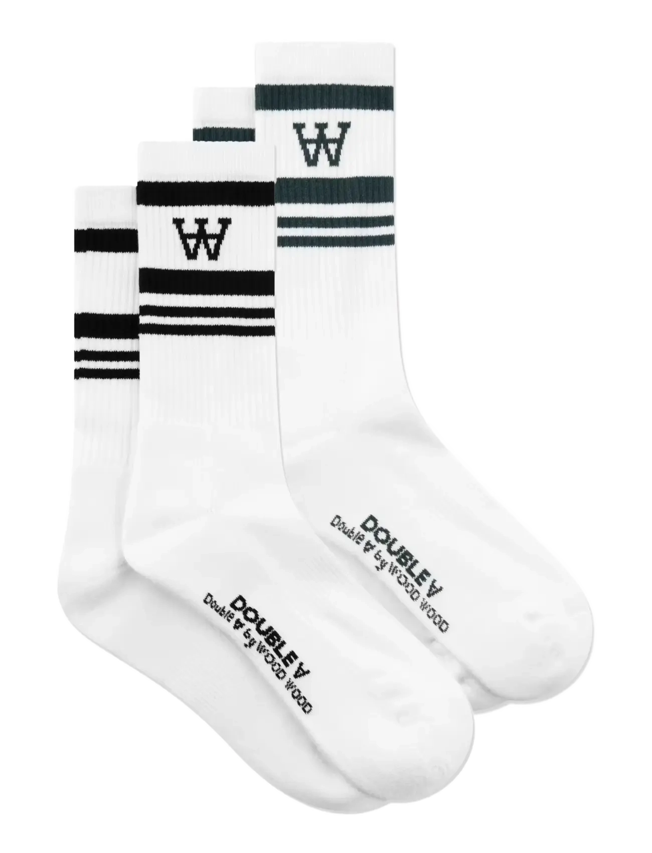 WOOD WOOD WWRyder 2 pack sock 25330 - Sokid - WHITE/BLACK / WHITE/GREEN / white