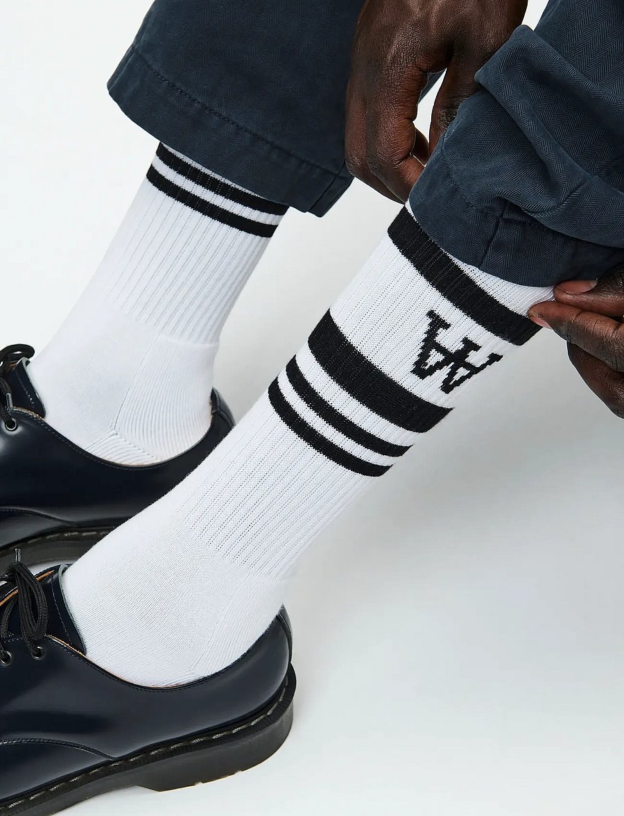 WOOD WOOD - WWRyder 2 pack sock 25330 - vanliga strumpor - white/black / white/green - 0