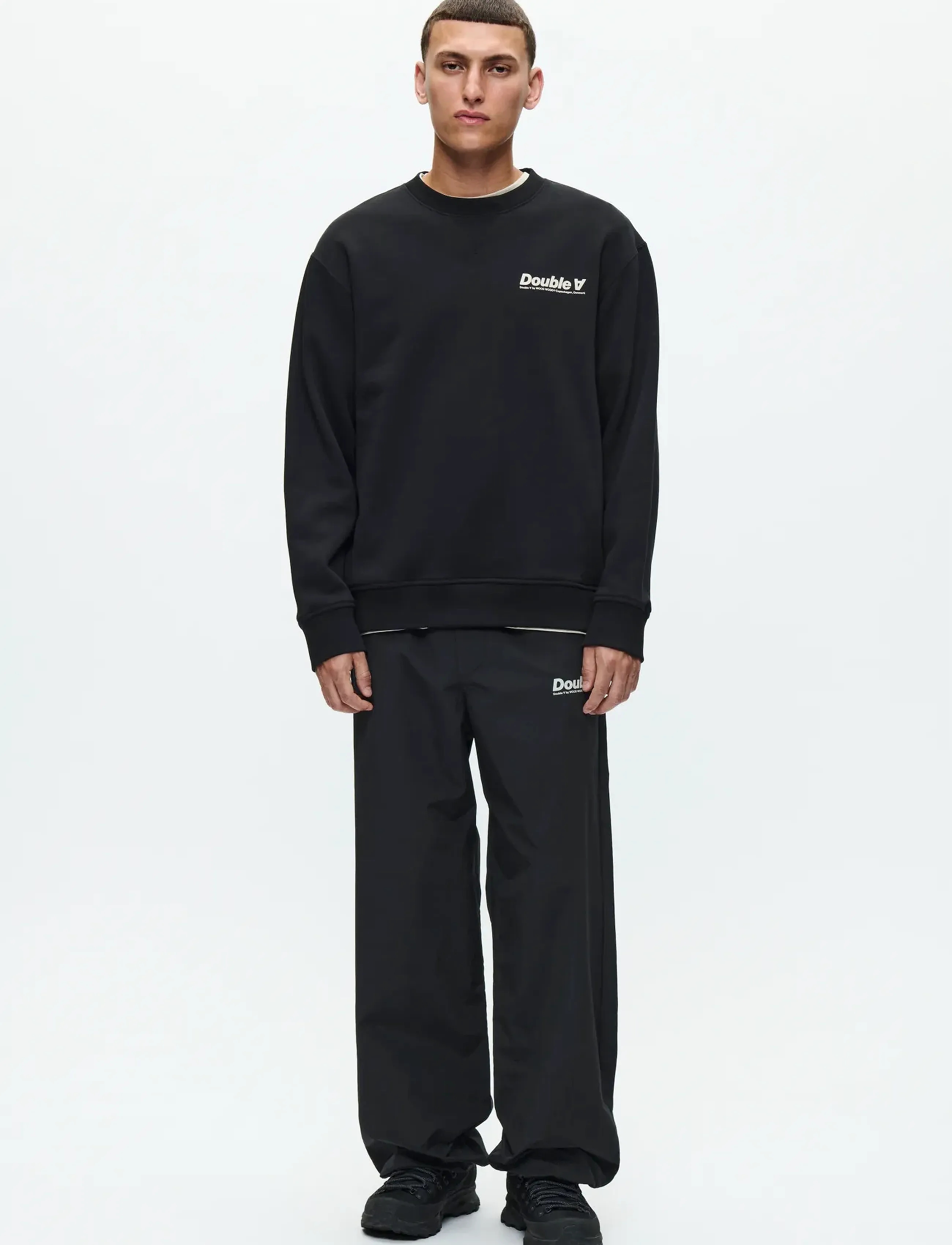 WOOD WOOD - WWJames crew neck doublesun 25219 - shoppa efter stil - black - 2