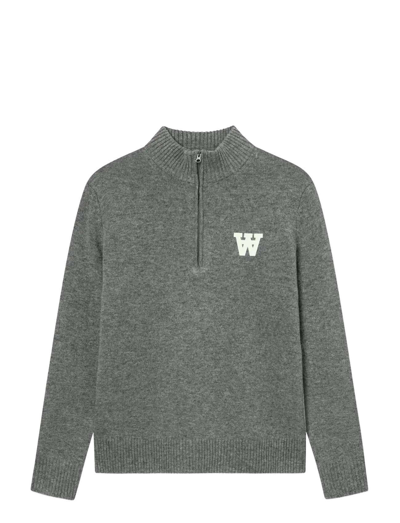 WOOD WOOD Wwtay Half Zipper 25081, Mænd, Half Zip Sweater, Grå, Str: M