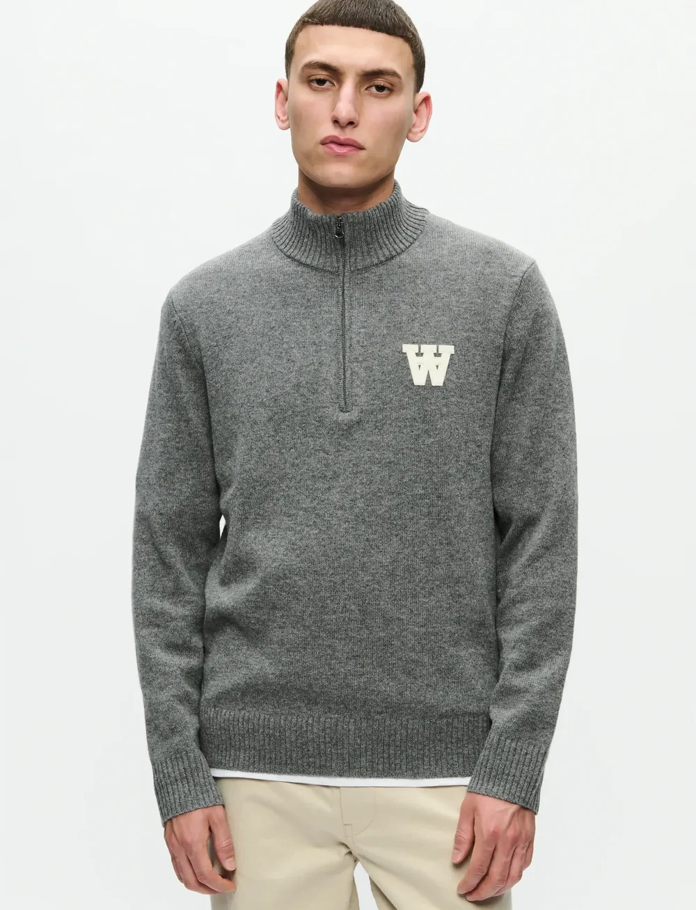 WOOD WOOD - WWTay half zipper 25081 - halfzip strik - light melange grey - 0