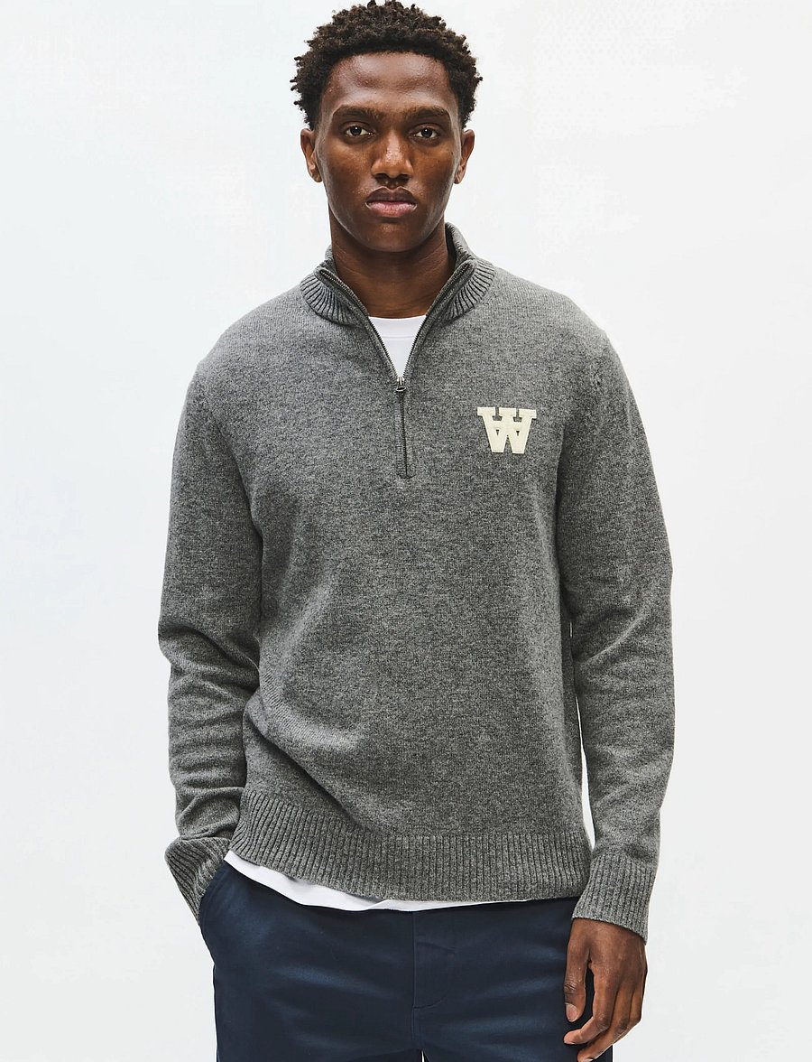 WOOD WOOD - WWTay half zipper 25081 - half zip jumpers - light melange grey - 0