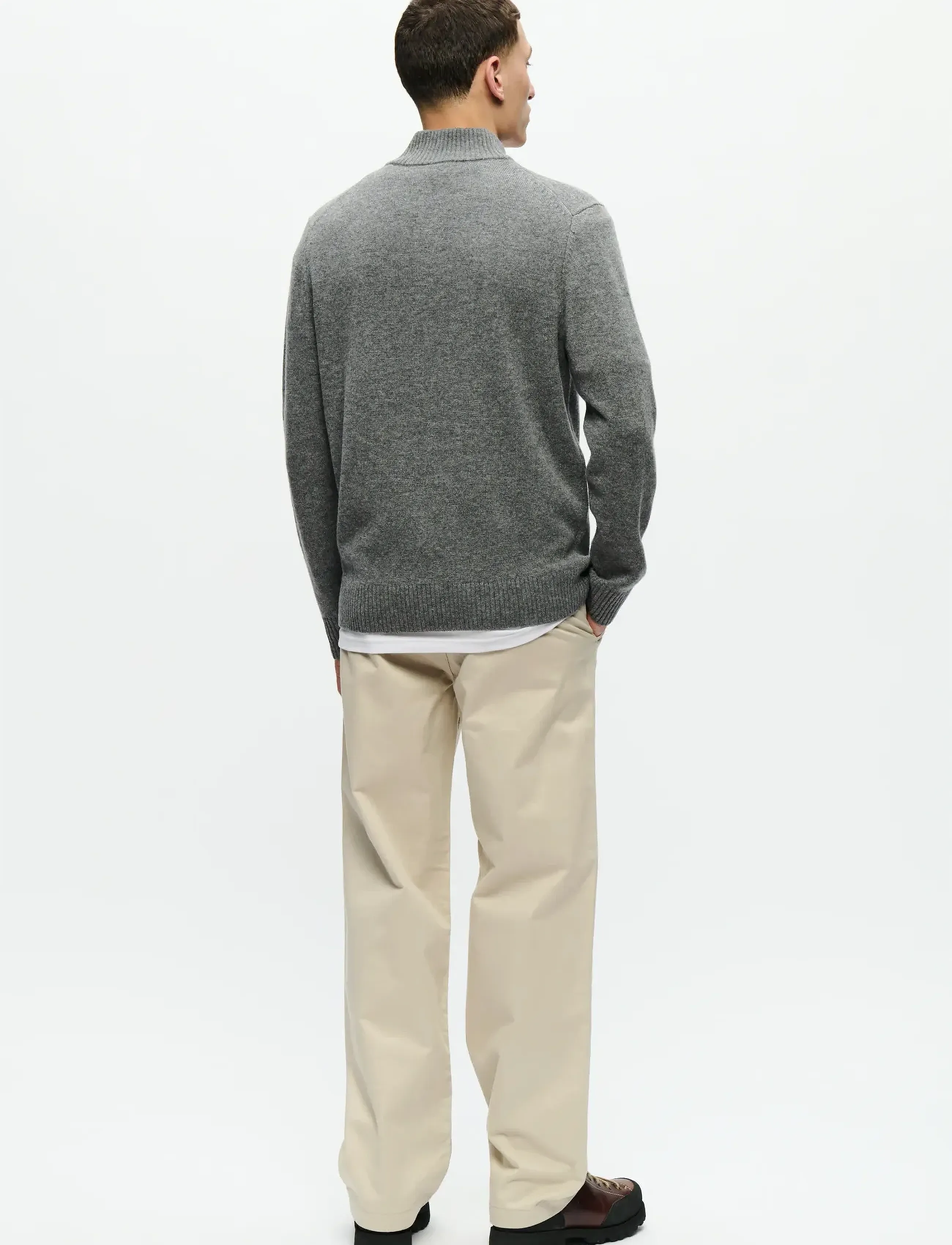 WOOD WOOD - WWTay half zipper 25081 - swetry zapinane do połowy - light melange grey - 3