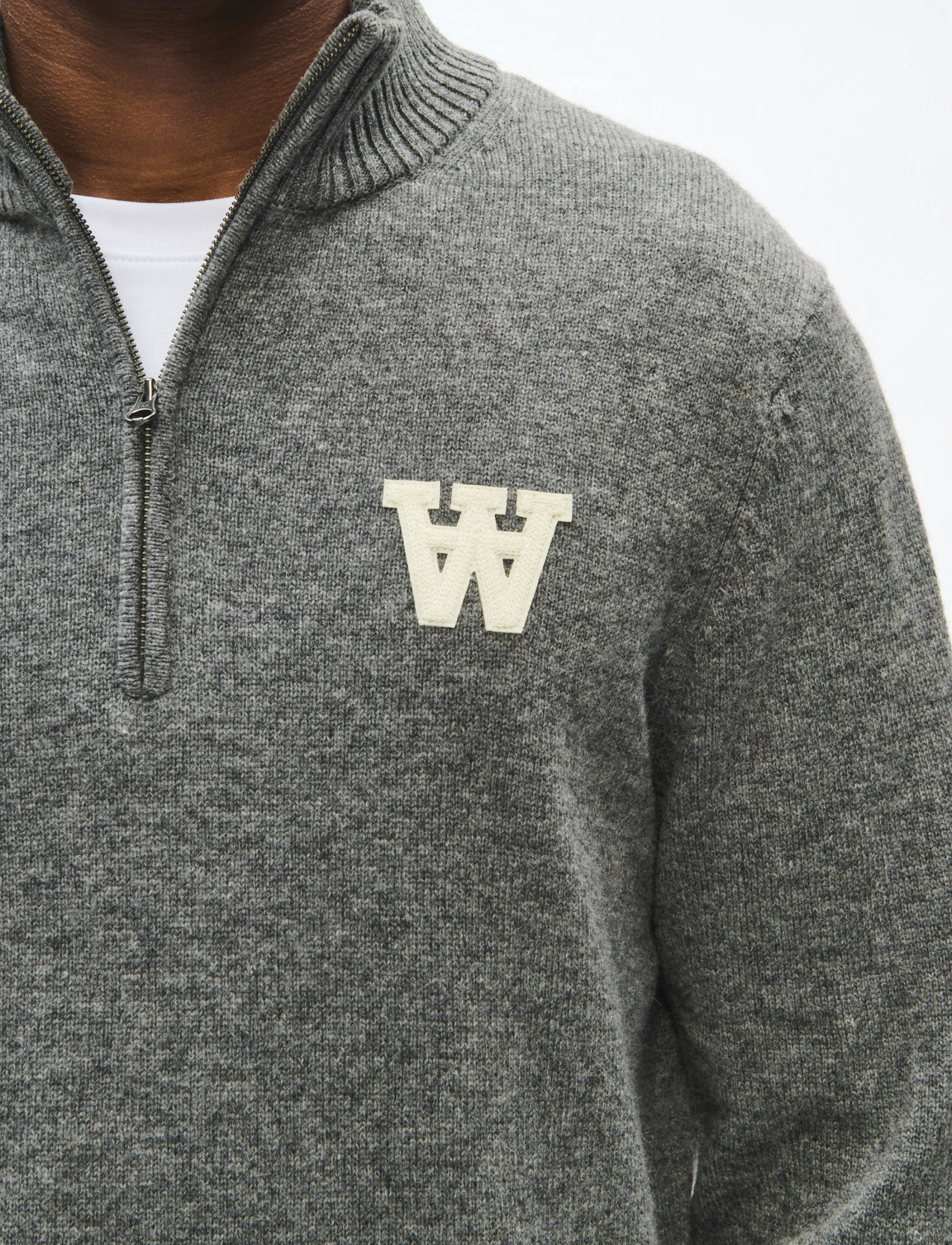WOOD WOOD - WWTay half zipper 25081 - halfzip strik - light melange grey - 4