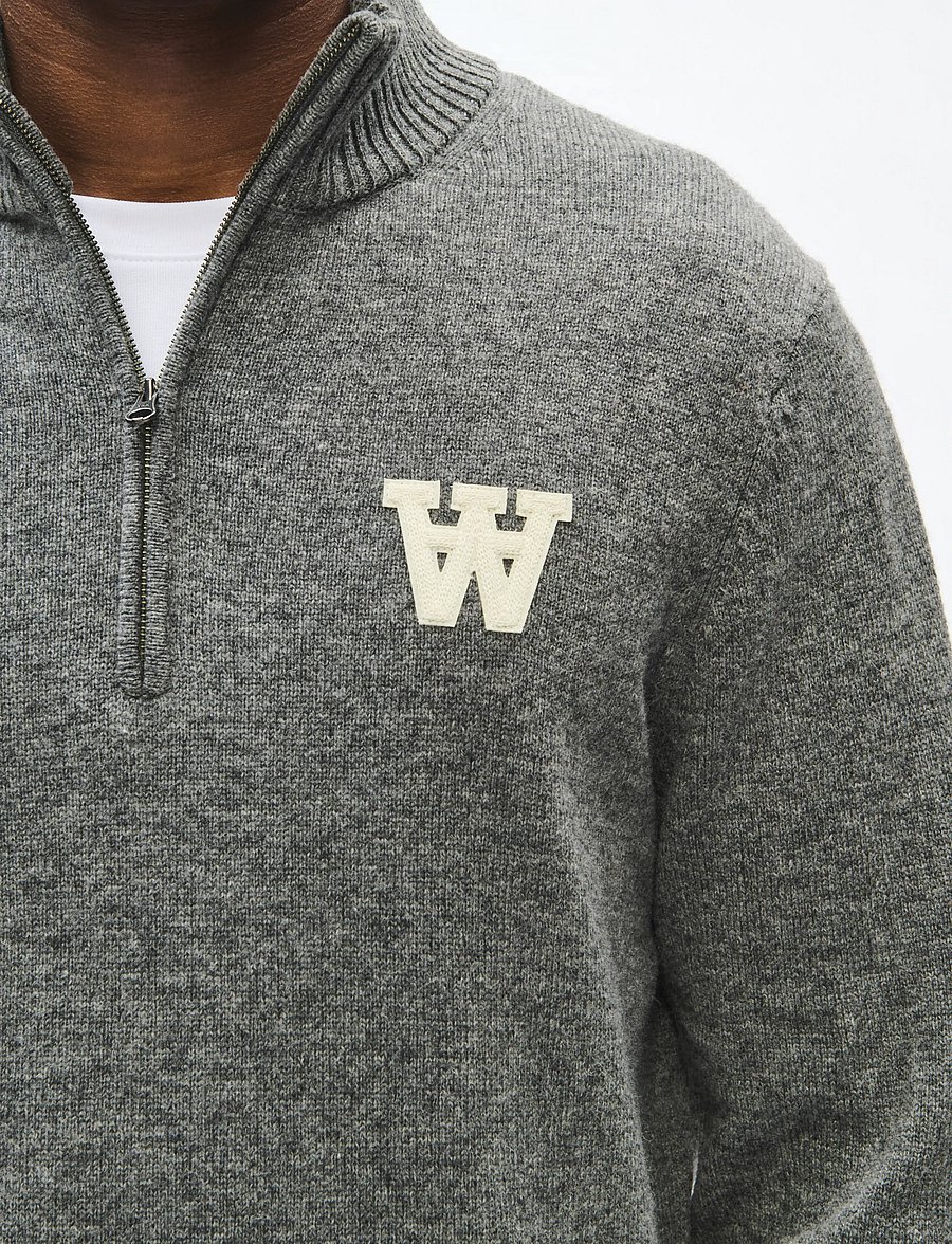 WOOD WOOD - WWTay half zipper 25081 - half zip jumpers - light melange grey - 4