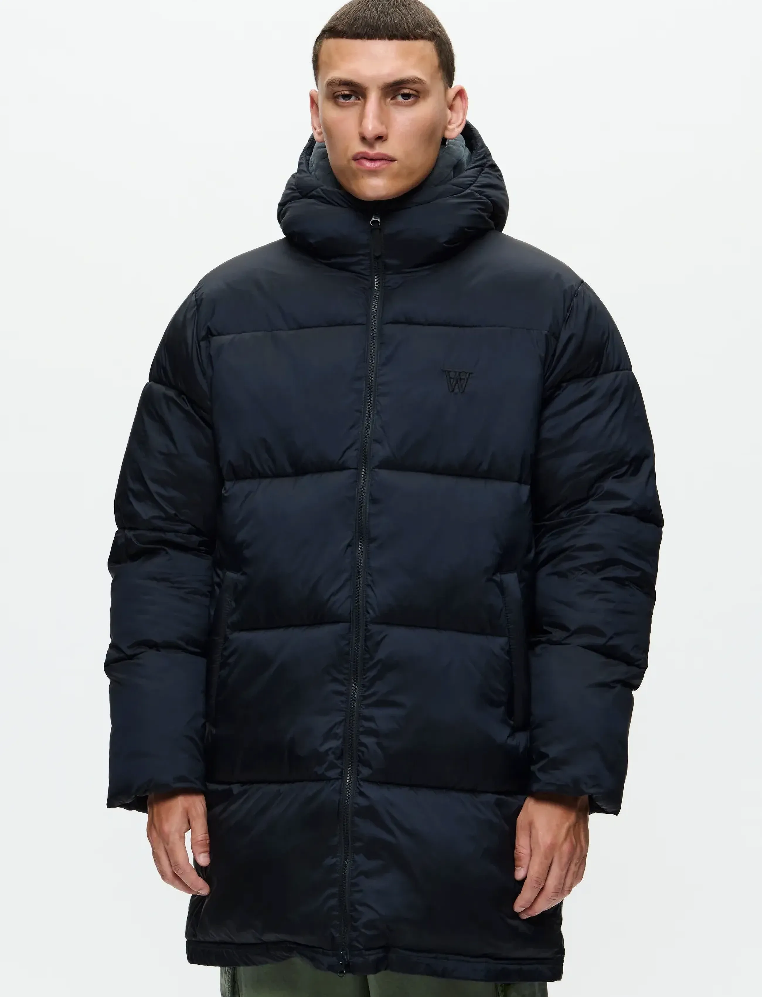 WOOD WOOD Wwclaus Puffer Coat 25233, Mænd, Pufferjakke Med Hætte, Navy, Str: S