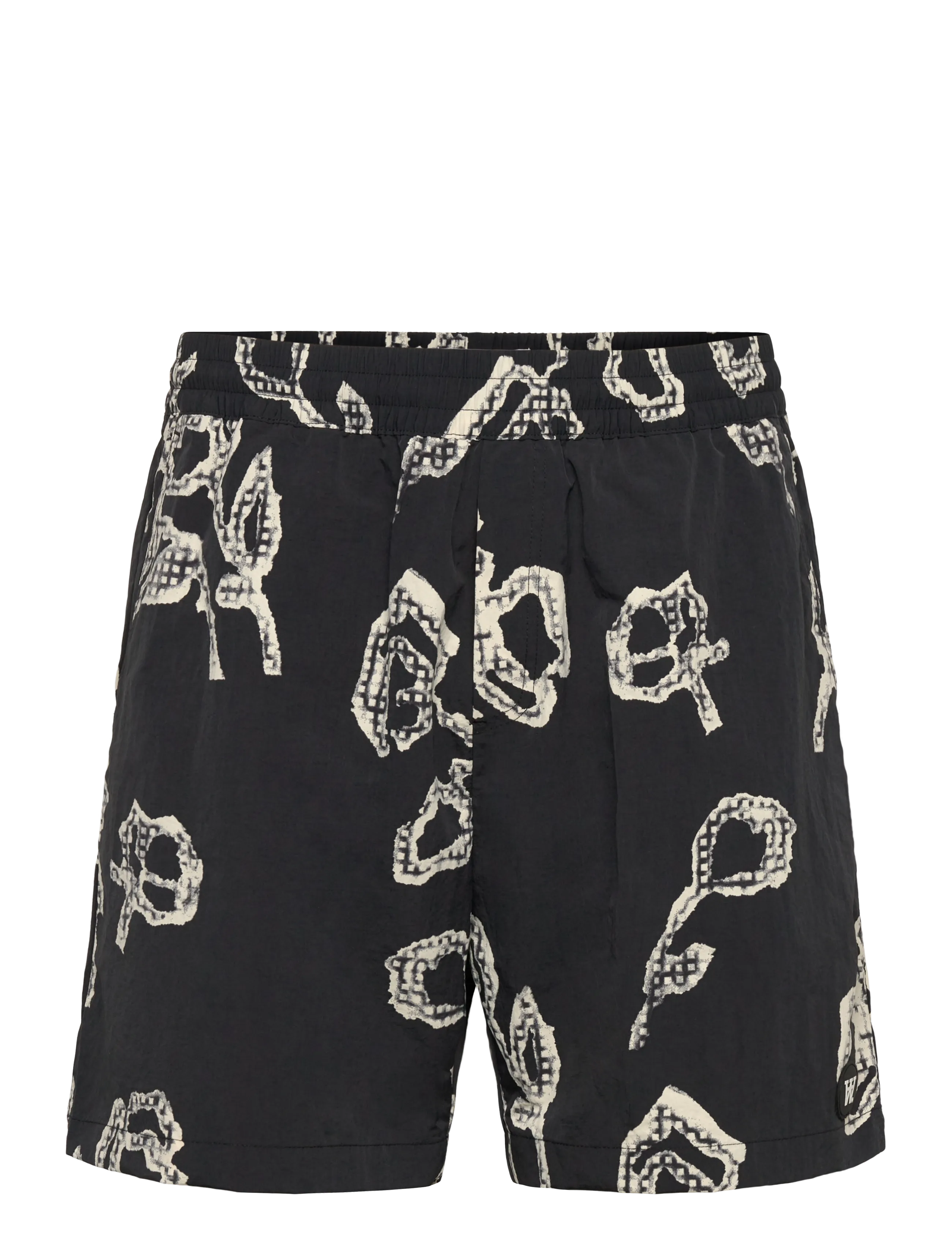 WOOD WOOD WWDub swim trunks AOP 25347 - Swimwear - WHITE ROSE / black