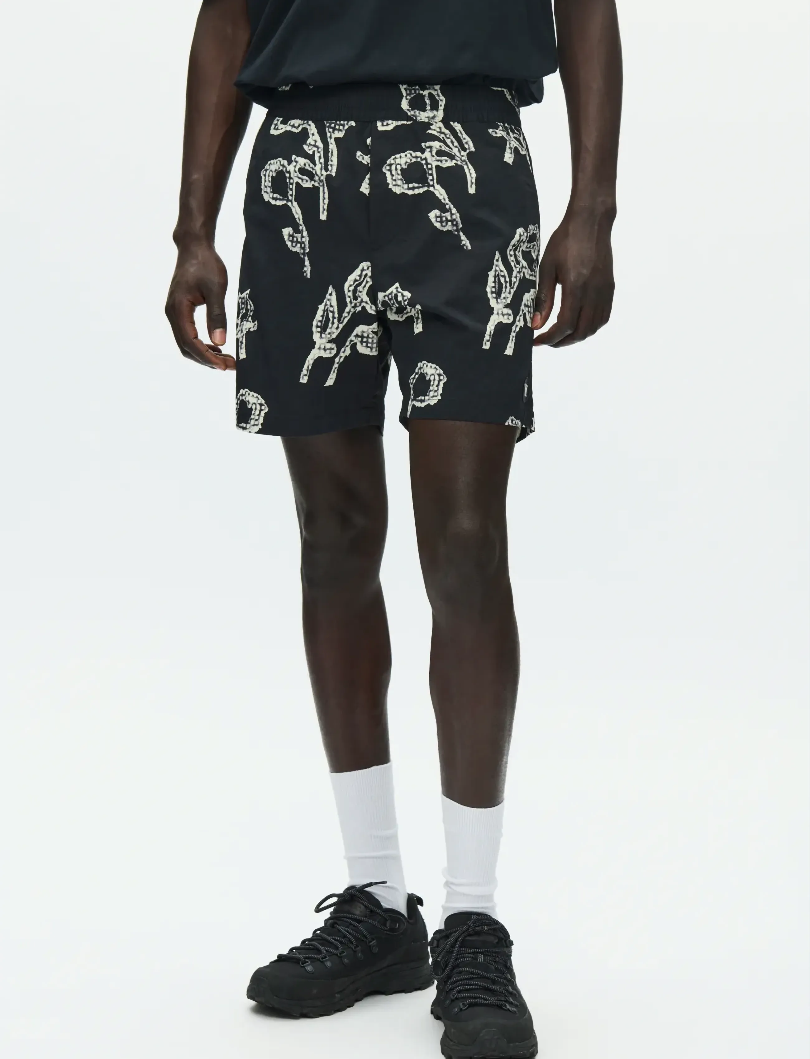 WOOD Wwdub Swim Trunks Aop 25347, M, Sport Bademode, Schwarz - Shorts, Männerswear