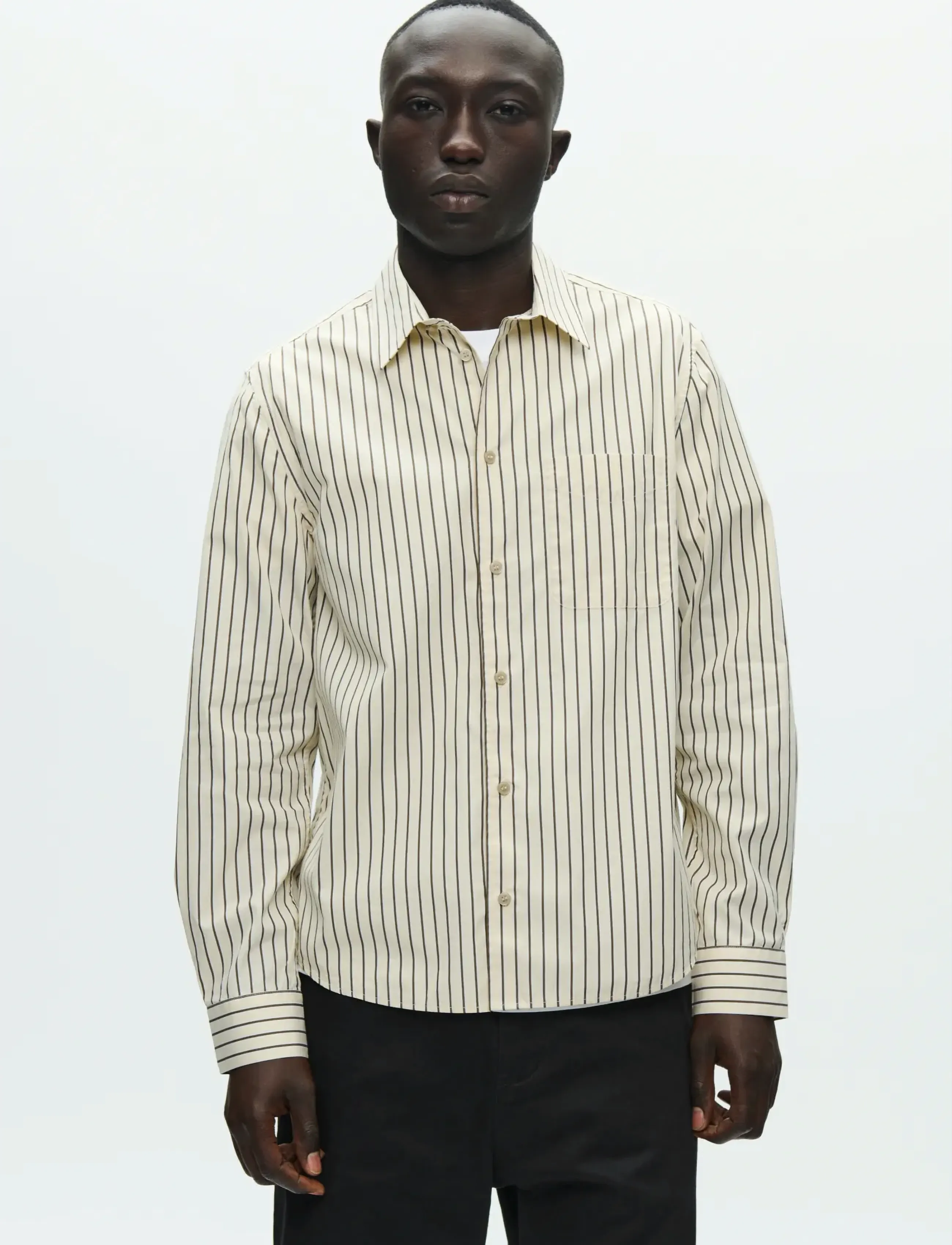 WOOD WOOD WWAdrian shirt 25115 - Streetwear - DESERT PALM STRIPE / cream