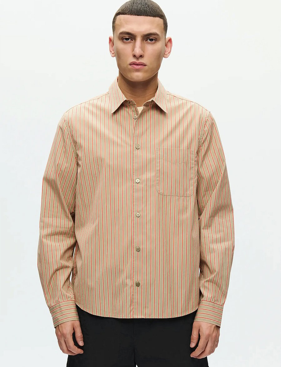 WOOD WOOD - WWAdrian shirt 25115 - dryžuoti marškiniai - poinciana stripe - 0