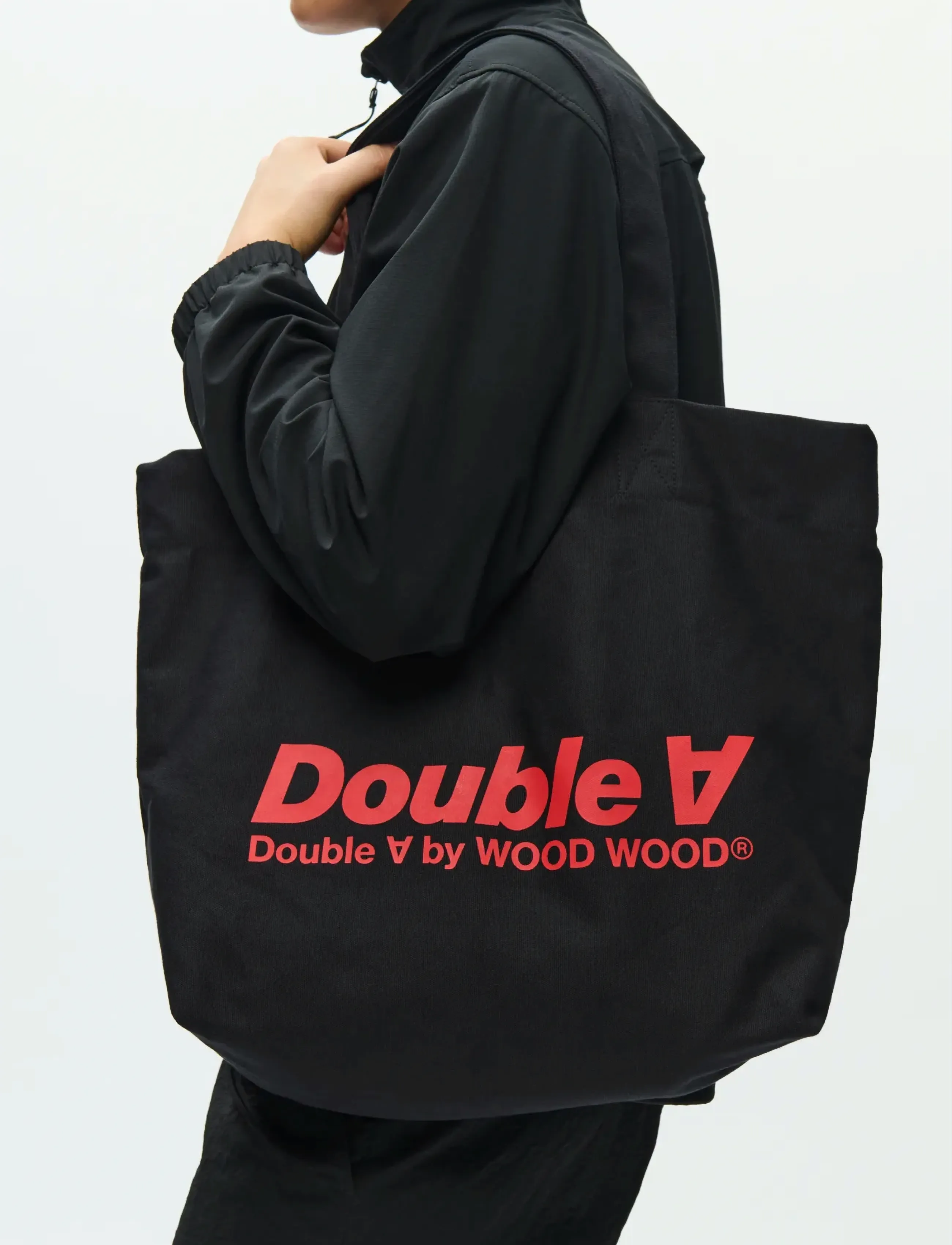WOOD Wwconner Italic Tote Bag 25306, One Size, Bags, Schwarz - Shoppers, Männerswear
