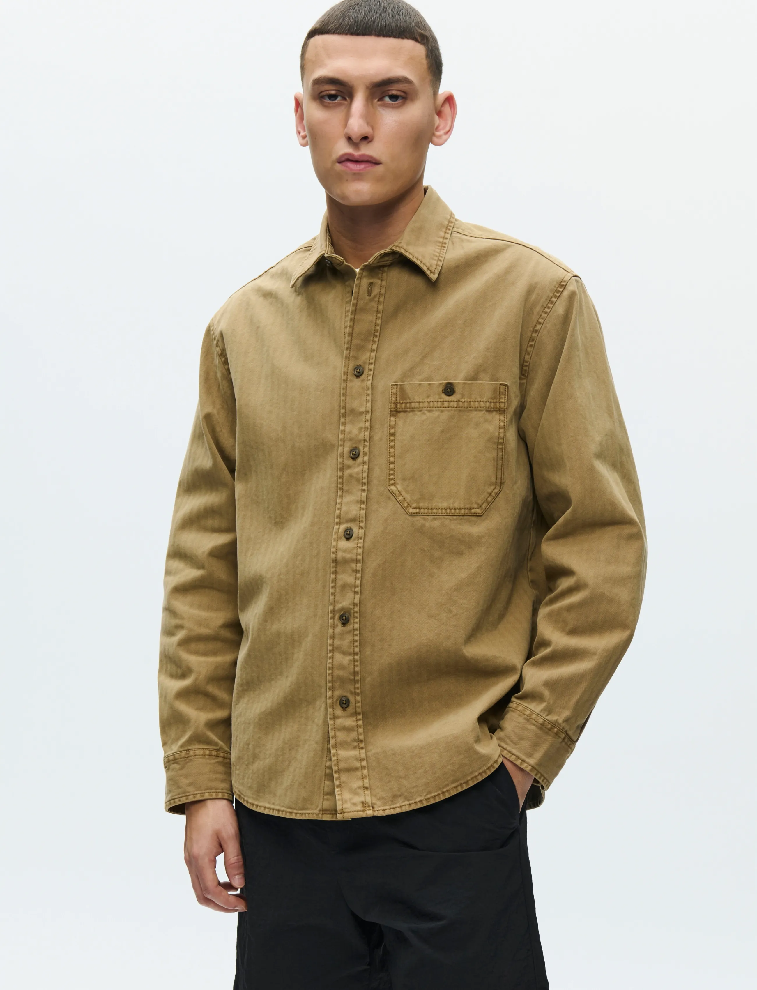 WOOD WOOD Wwcooper Shirt 25189, S, Beige, Overdele > Overtrøjer, Herre