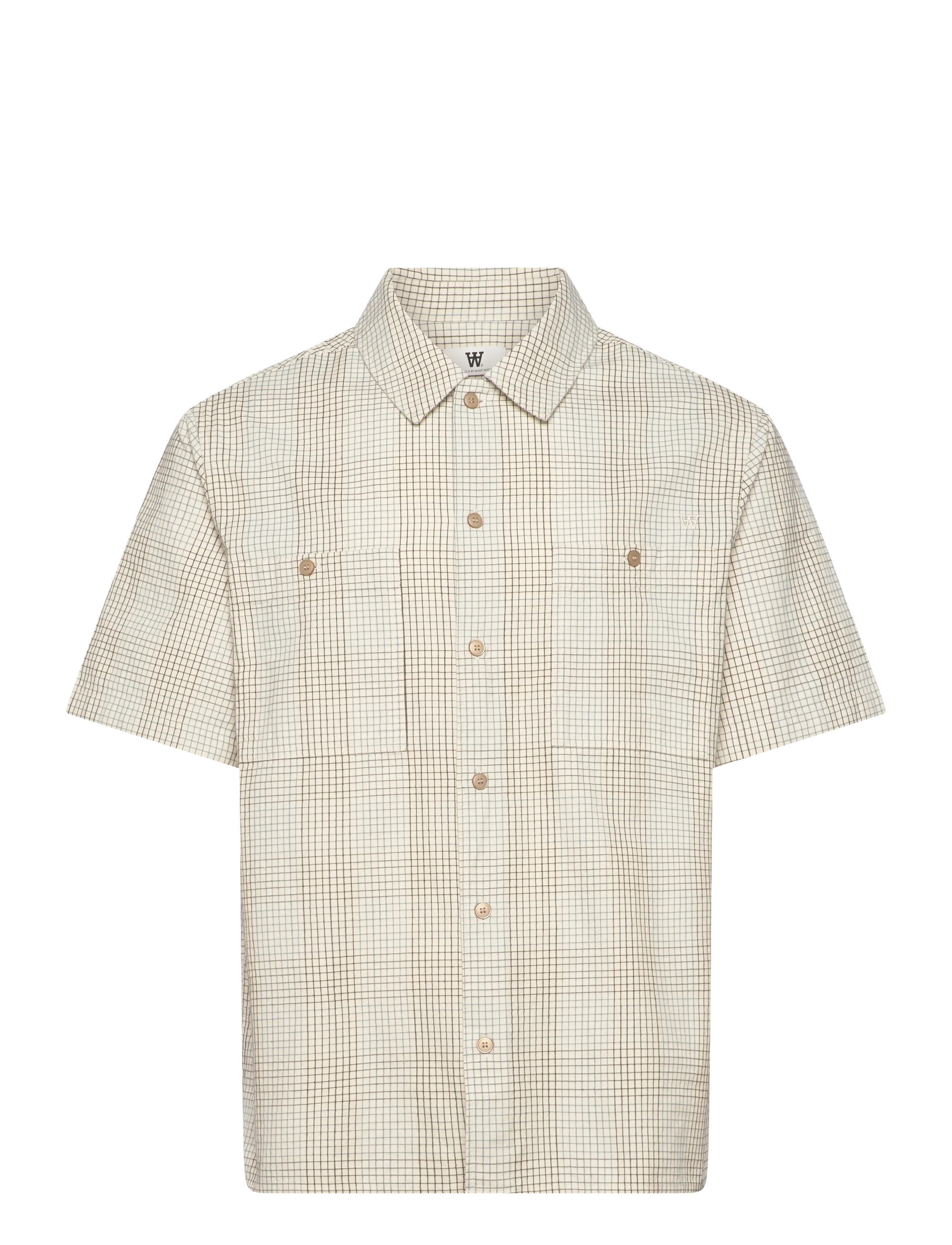 WOOD WOOD WWCooper SS shirt 25336 - Rutiga skjortor - SLATE CHECK / cream