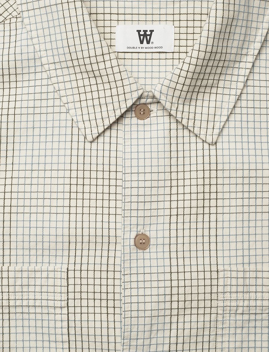 WOOD WOOD - WWCooper SS shirt 25336 - ternede skjorter - slate check - 2
